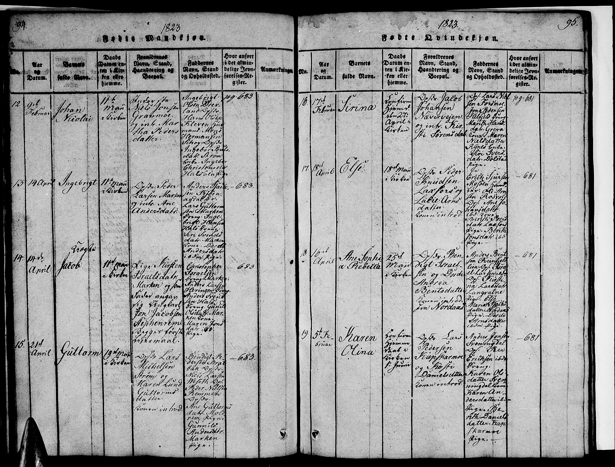 Ministerialprotokoller, klokkerbøker og fødselsregistre - Nordland, AV/SAT-A-1459/820/L0299: Parish register (copy) no. 820C01, 1820-1825, p. 94-95