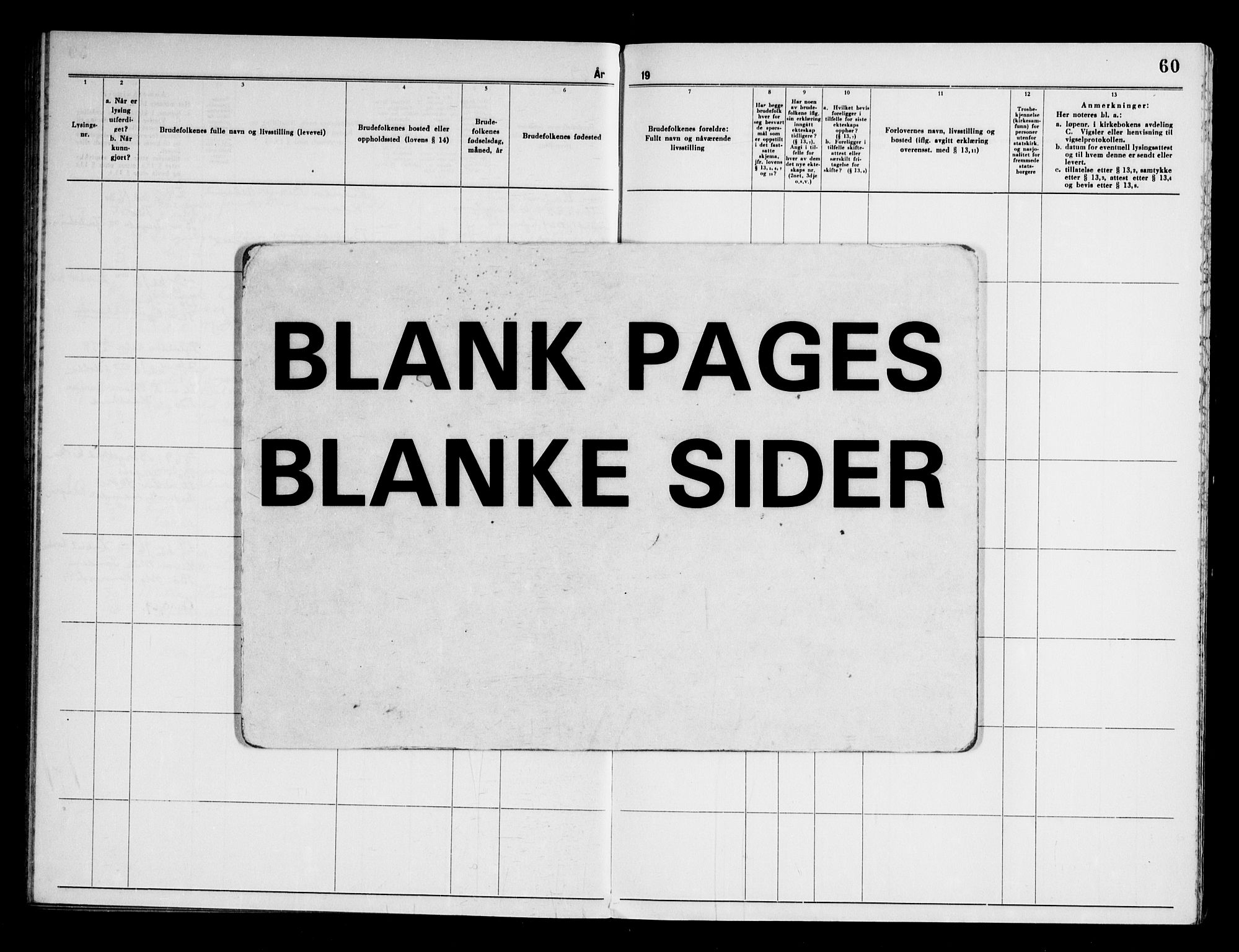 Holla kirkebøker, AV/SAKO-A-272/H/Ha/L0002: Banns register no. 2, 1951-1969, p. 60