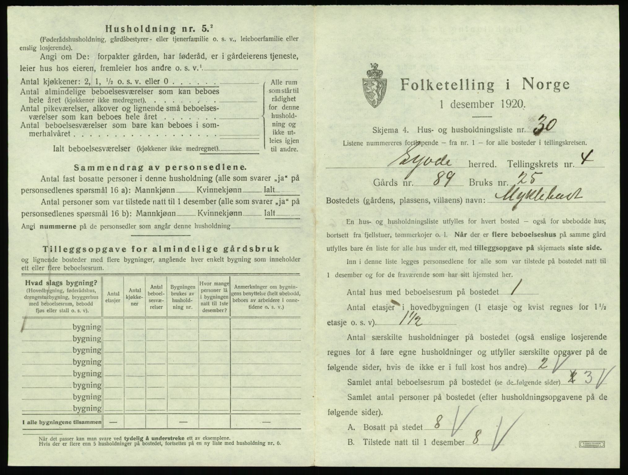 SAT, 1920 census for Syvde, 1920, p. 238