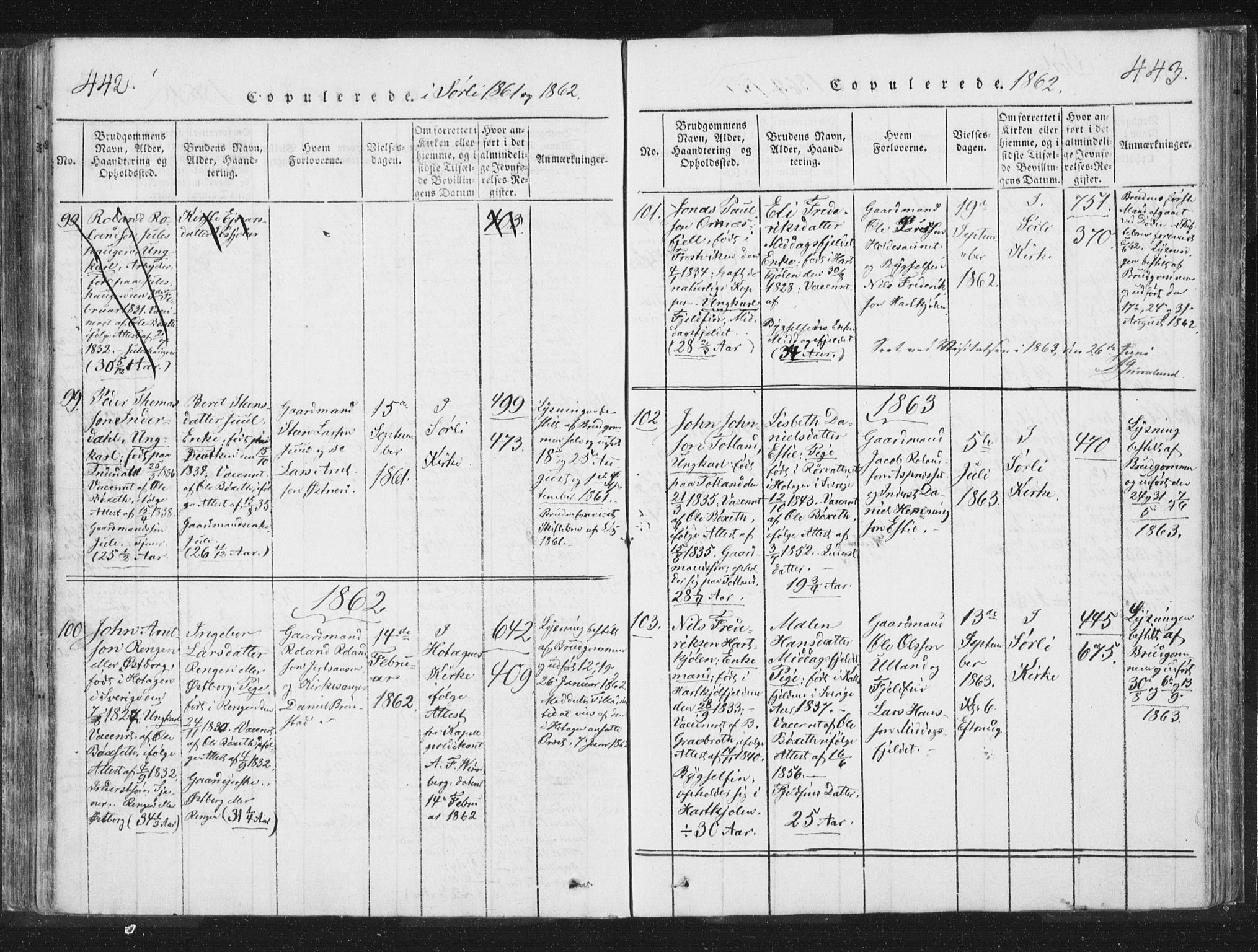 Ministerialprotokoller, klokkerbøker og fødselsregistre - Nord-Trøndelag, SAT/A-1458/755/L0491: Parish register (official) no. 755A01 /2, 1817-1864, p. 442-443