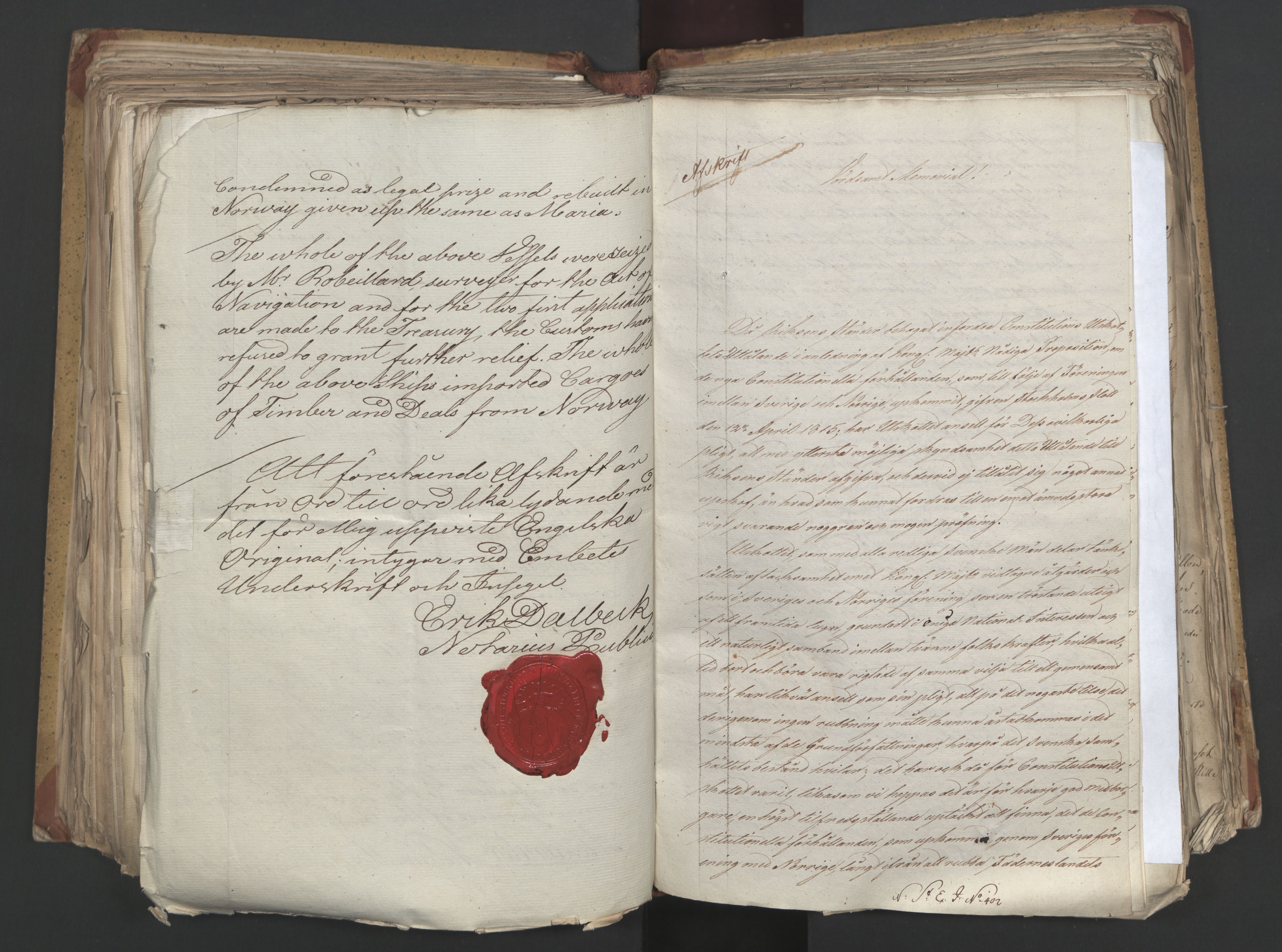 Statsrådsavdelingen i Stockholm, AV/RA-S-1003/D/Da/L0002: Regjeringsinnstillinger nr. 263-518, 1815, p. 299