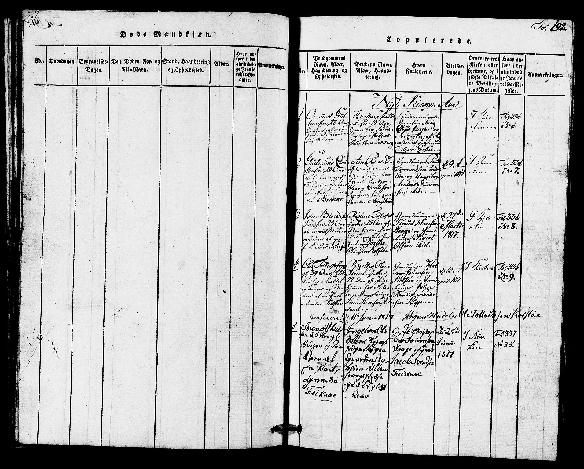 Avaldsnes sokneprestkontor, SAST/A -101851/H/Ha/Hab/L0001: Parish register (copy) no. B 1, 1816-1825, p. 192