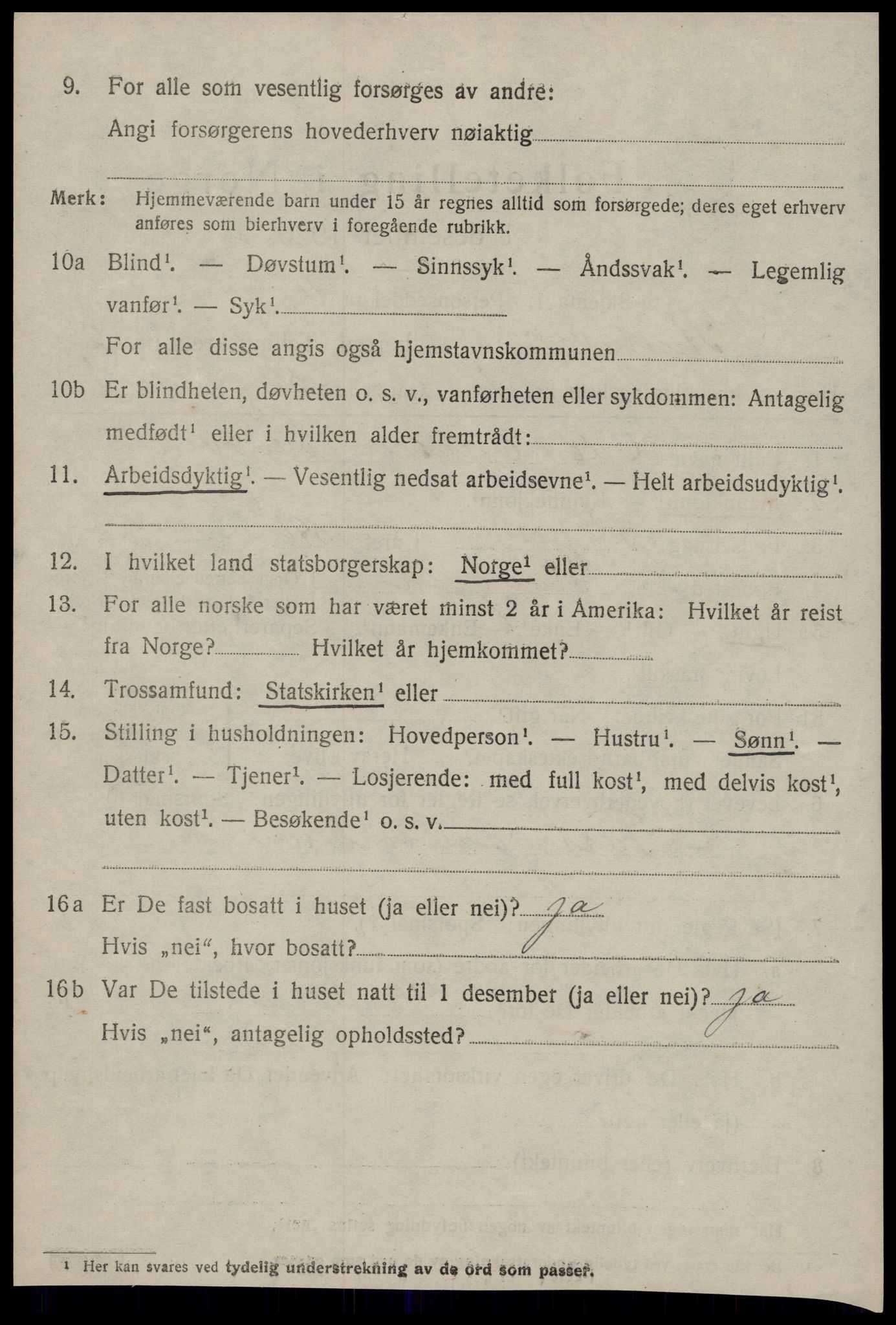 SAT, 1920 census for Stangvik, 1920, p. 1427