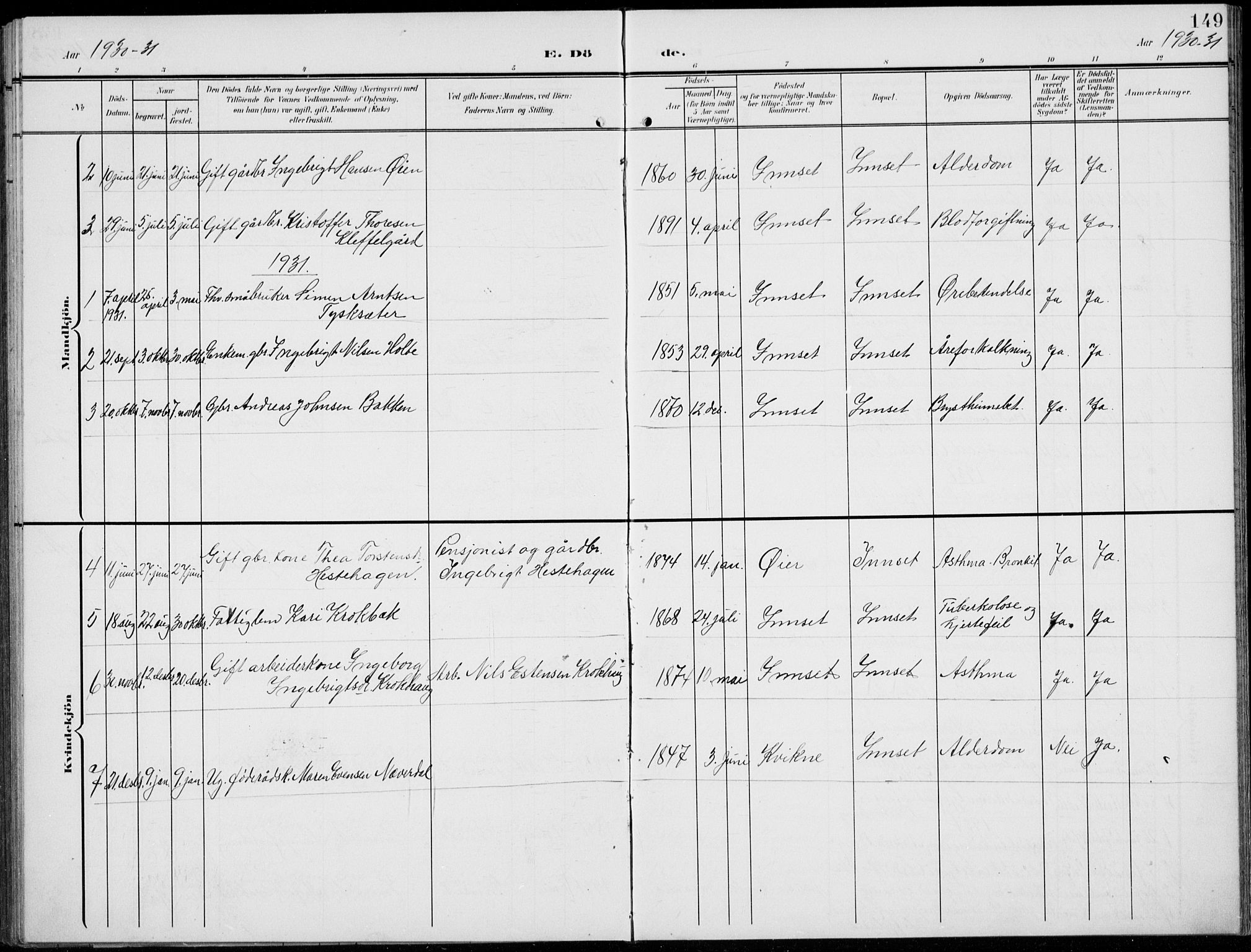 Kvikne prestekontor, SAH/PREST-064/H/Ha/Hab/L0004: Parish register (copy) no. 4, 1902-1937, p. 149