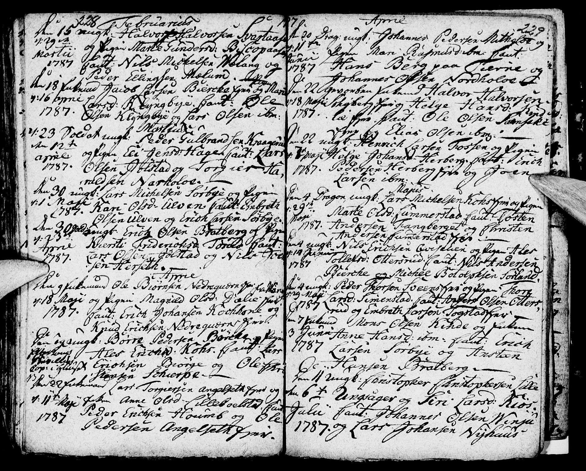 Ringsaker prestekontor, SAH/PREST-014/I/Ia/L0005/0004: Parish register draft no. 1D, 1785-1789, p. 228-229