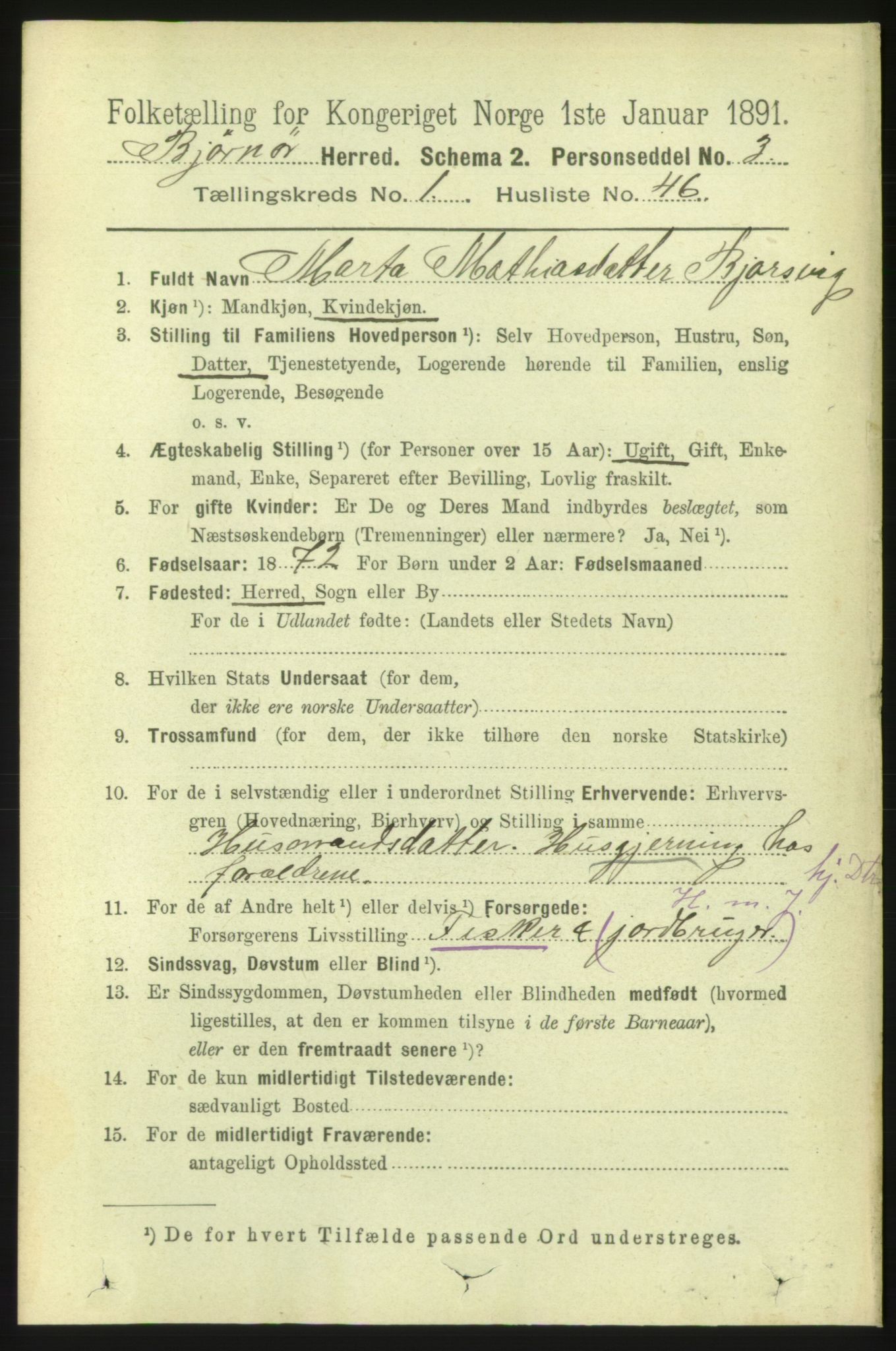 RA, 1891 census for 1632 Bjørnør, 1891, p. 393