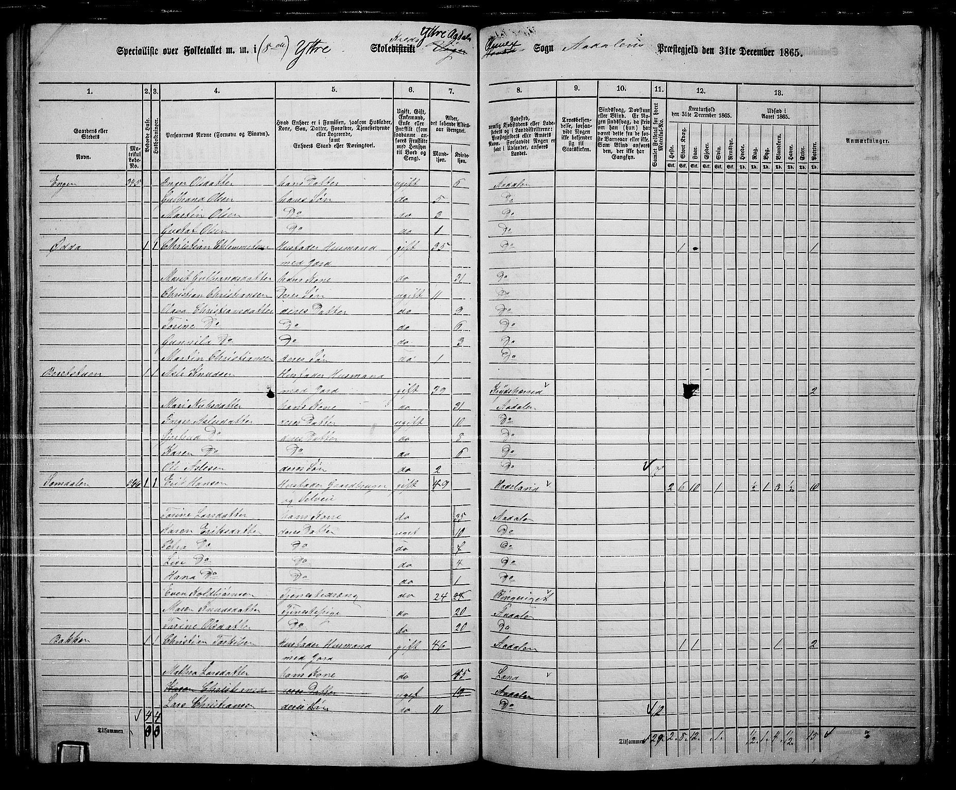 RA, 1865 census for Ådal, 1865, p. 80