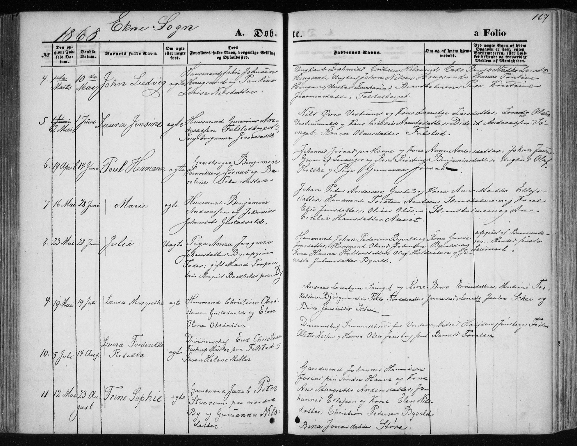 Ministerialprotokoller, klokkerbøker og fødselsregistre - Nord-Trøndelag, SAT/A-1458/717/L0158: Parish register (official) no. 717A08 /2, 1863-1877, p. 167