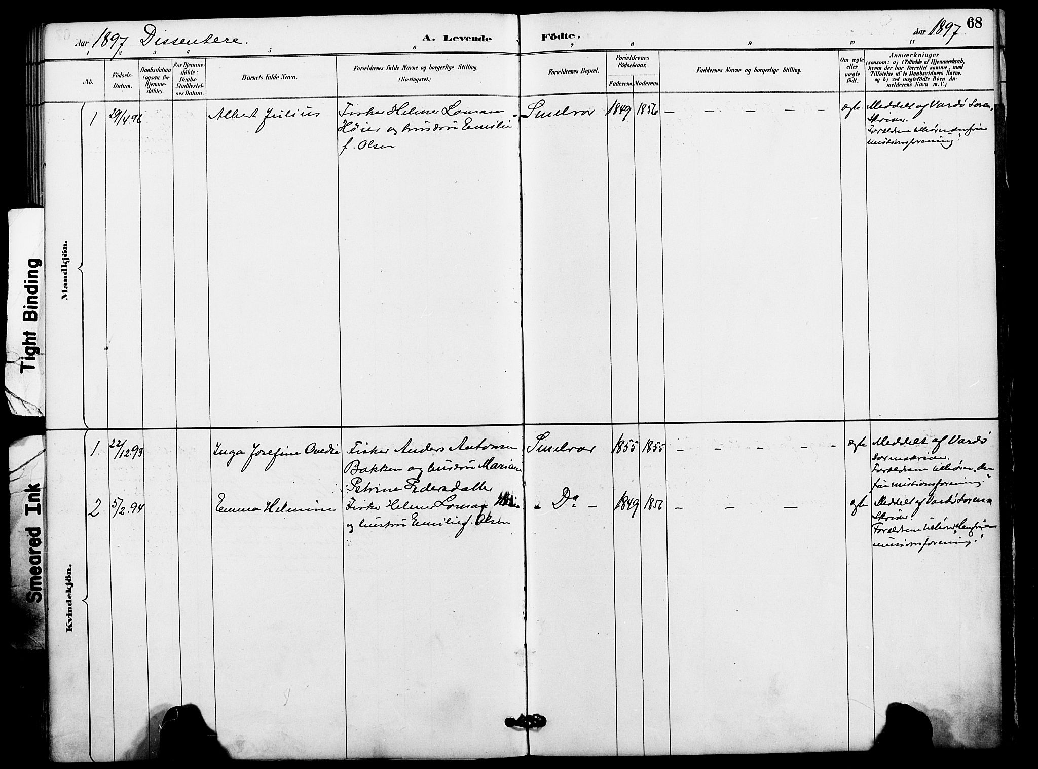 Vardø sokneprestkontor, SATØ/S-1332/H/Ha/L0009kirke: Parish register (official) no. 9, 1887-1898, p. 68