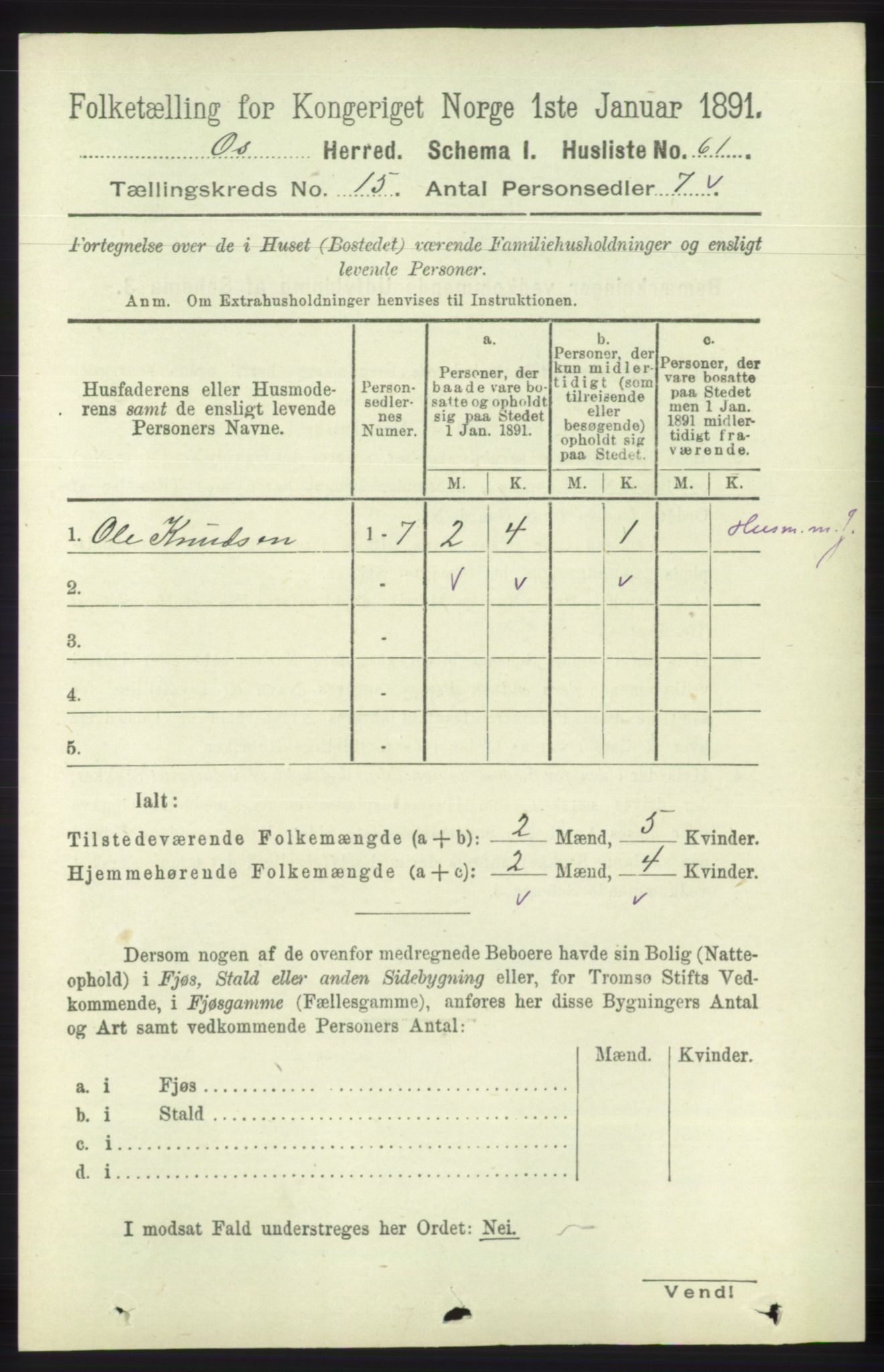 RA, 1891 census for 1243 Os, 1891, p. 3286