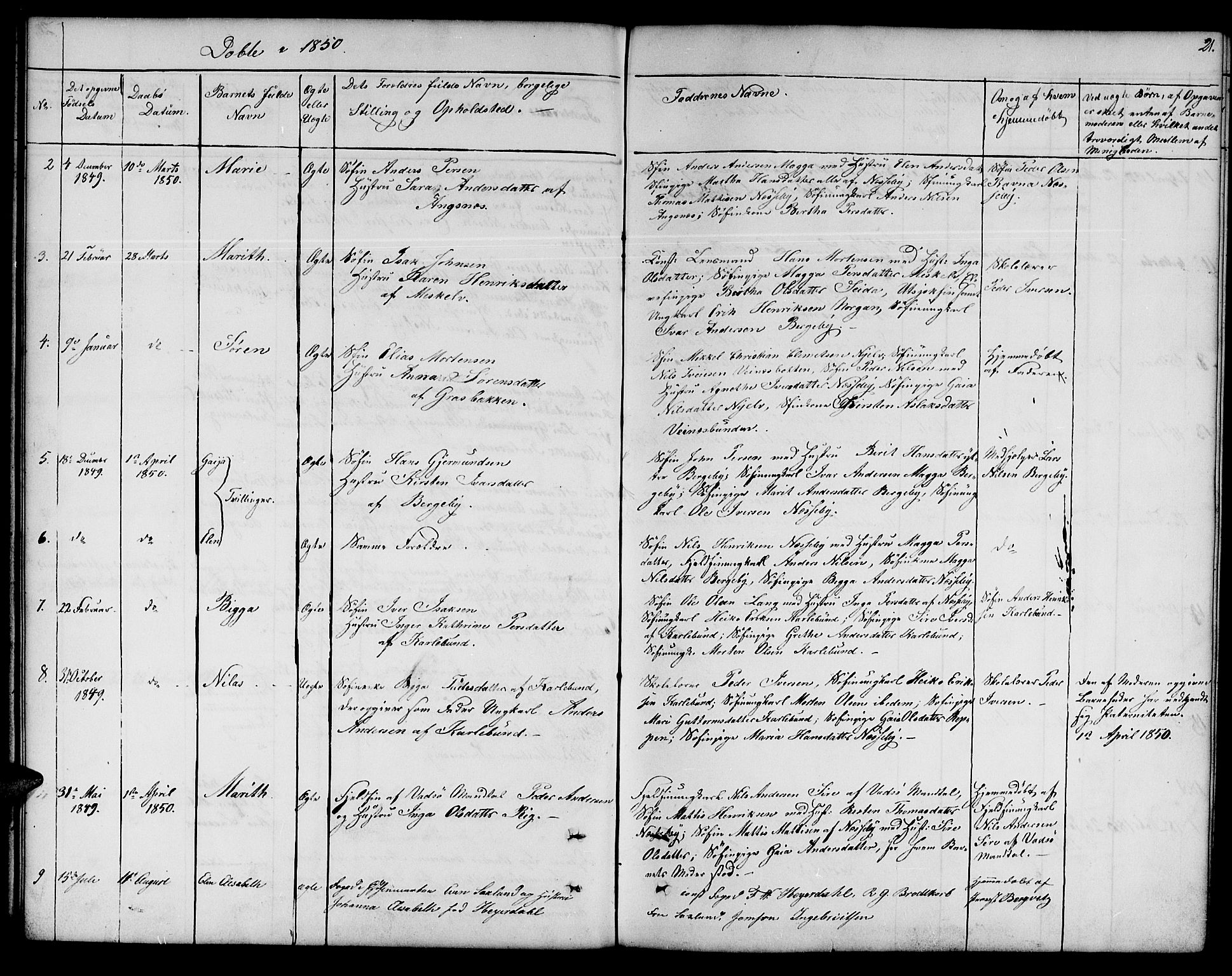 Nesseby sokneprestkontor, SATØ/S-1330/H/Hb/L0001klokker: Parish register (copy) no. 1, 1844-1861, p. 21