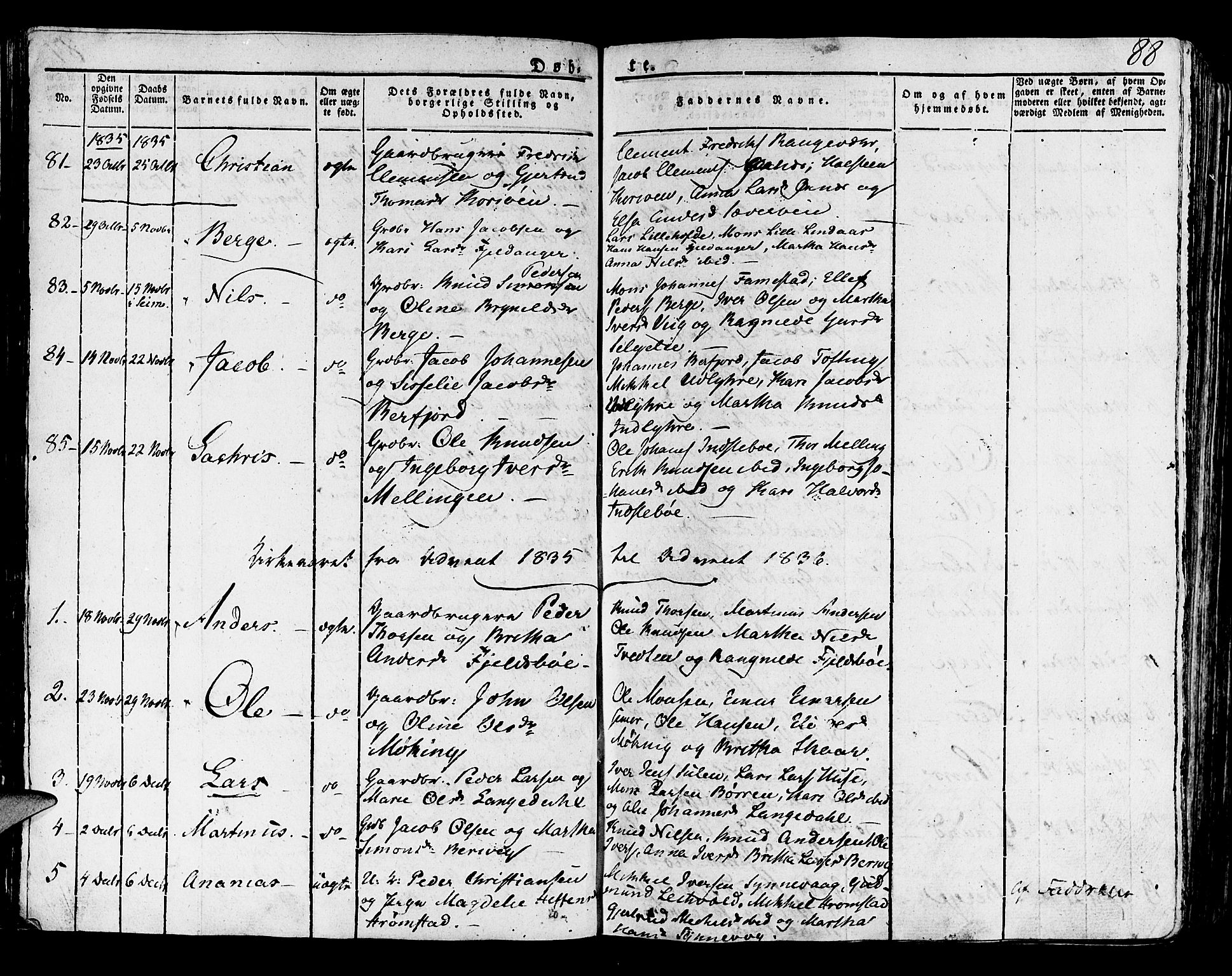 Lindås Sokneprestembete, AV/SAB-A-76701/H/Haa/Haaa/L0008: Parish register (official) no. A 8, 1823-1836, p. 88