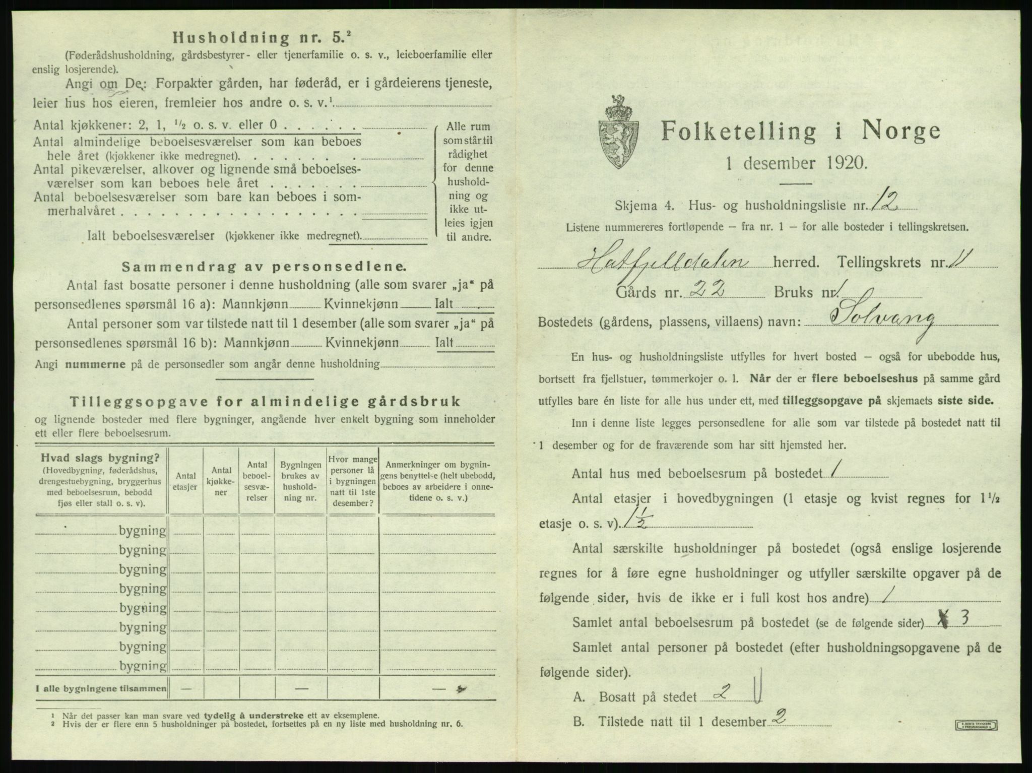 SAT, 1920 census for Hattfjelldal, 1920, p. 360