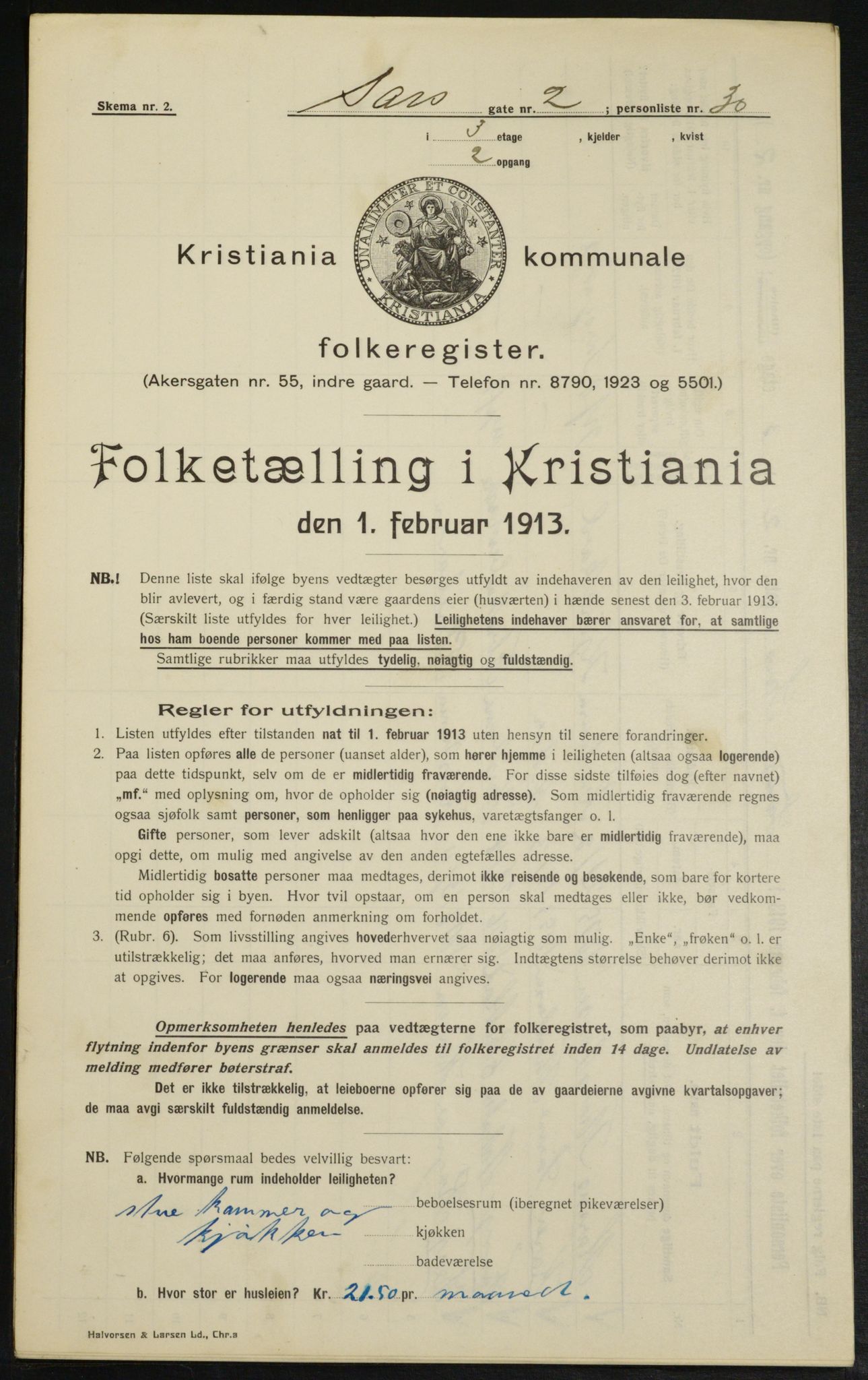 OBA, Municipal Census 1913 for Kristiania, 1913, p. 89219