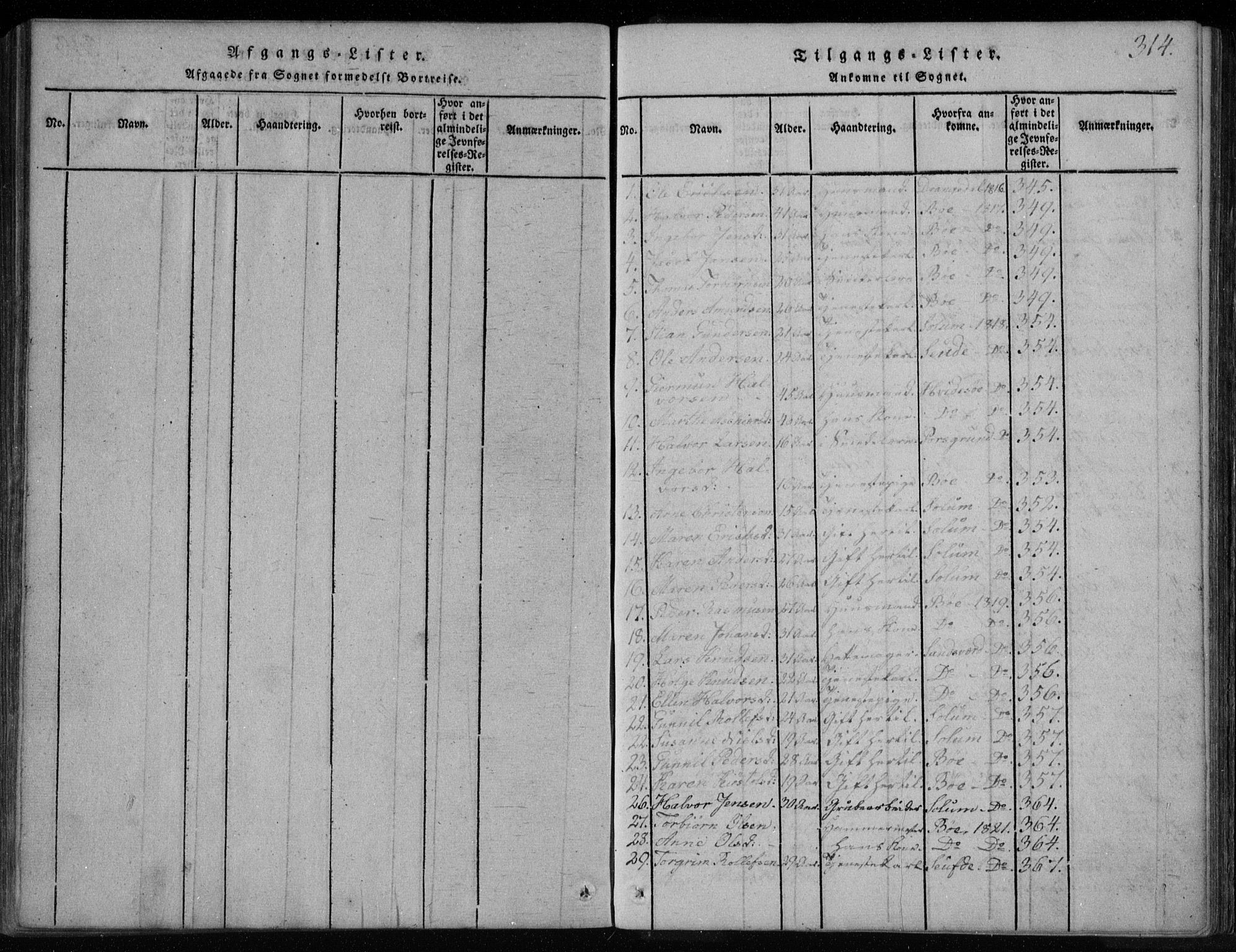 Holla kirkebøker, SAKO/A-272/F/Fa/L0003: Parish register (official) no. 3, 1815-1830, p. 314