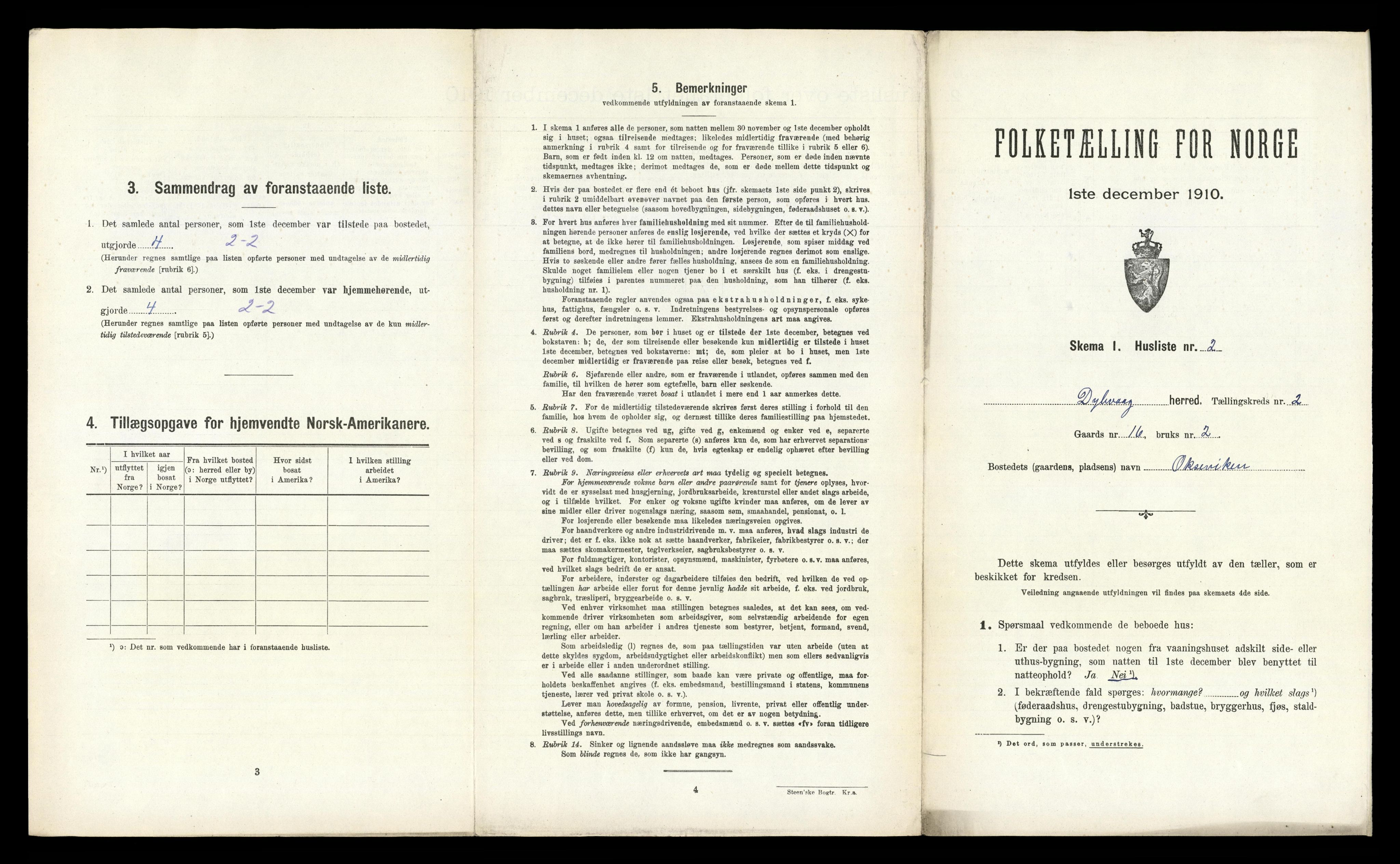 RA, 1910 census for Dypvåg, 1910, p. 240