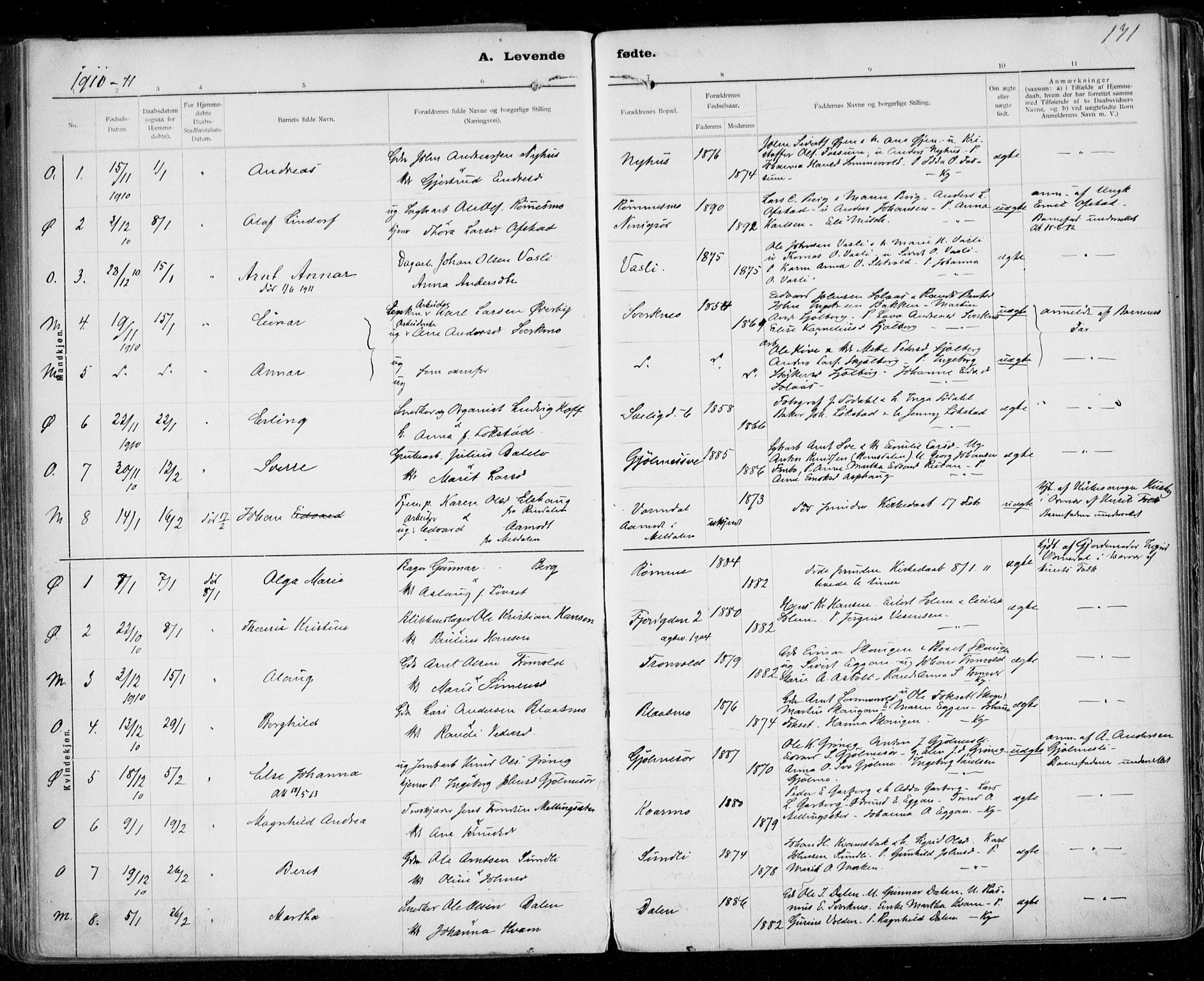 Ministerialprotokoller, klokkerbøker og fødselsregistre - Sør-Trøndelag, SAT/A-1456/668/L0811: Parish register (official) no. 668A11, 1894-1913, p. 171