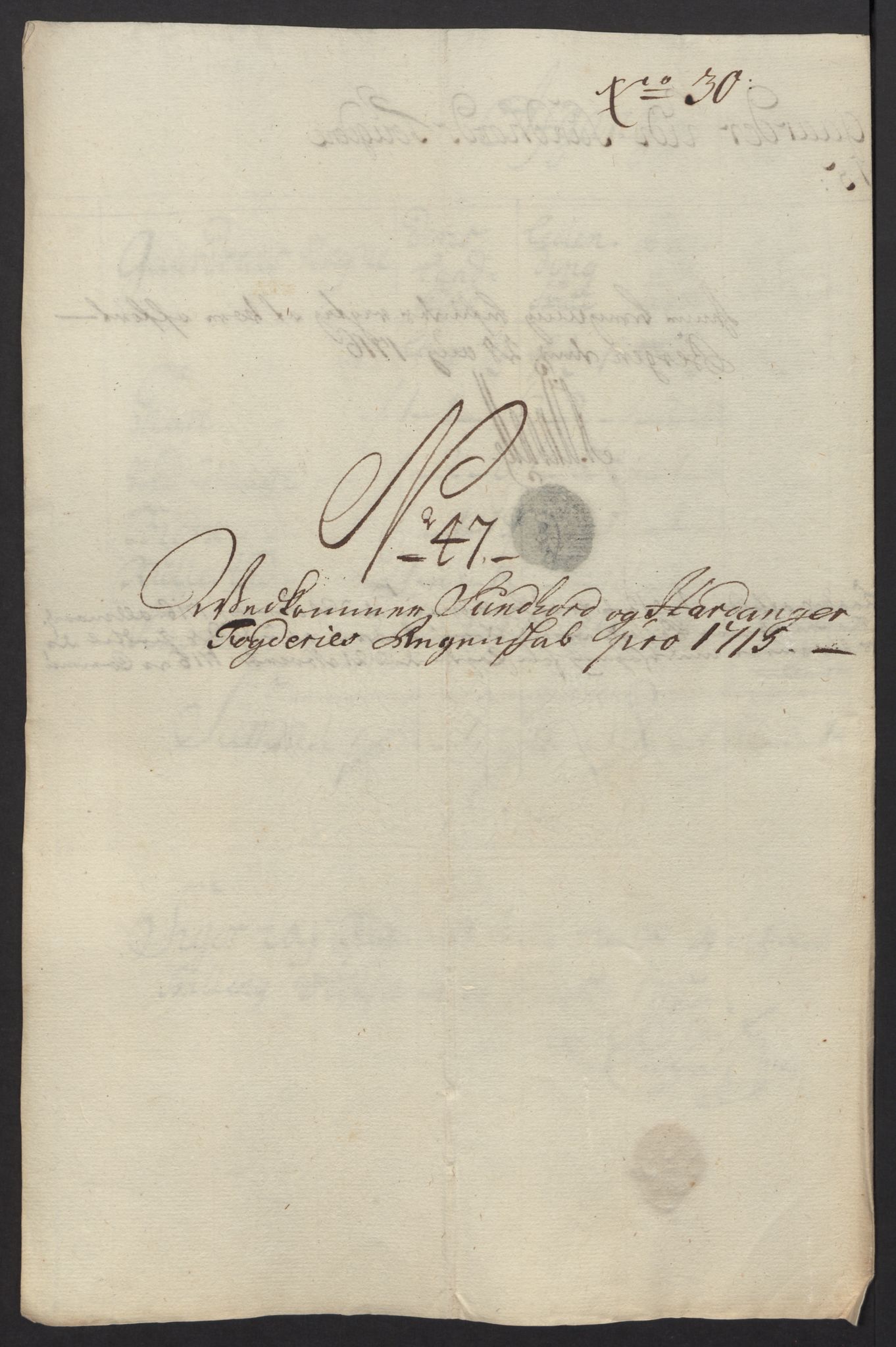 Rentekammeret inntil 1814, Reviderte regnskaper, Fogderegnskap, AV/RA-EA-4092/R48/L2991: Fogderegnskap Sunnhordland og Hardanger, 1715, p. 371