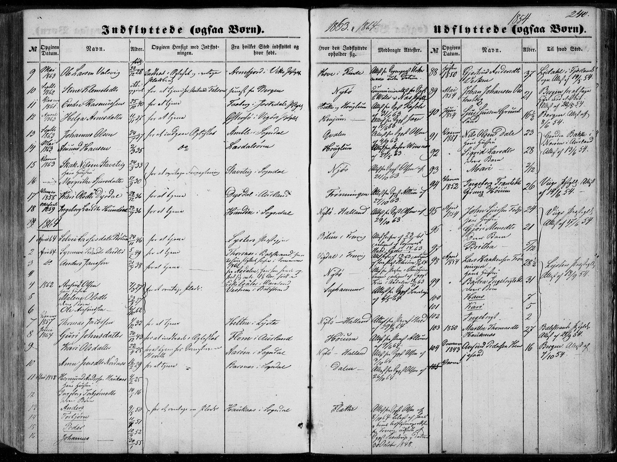 Leikanger sokneprestembete, SAB/A-81001: Parish register (official) no. A 8, 1852-1868, p. 240