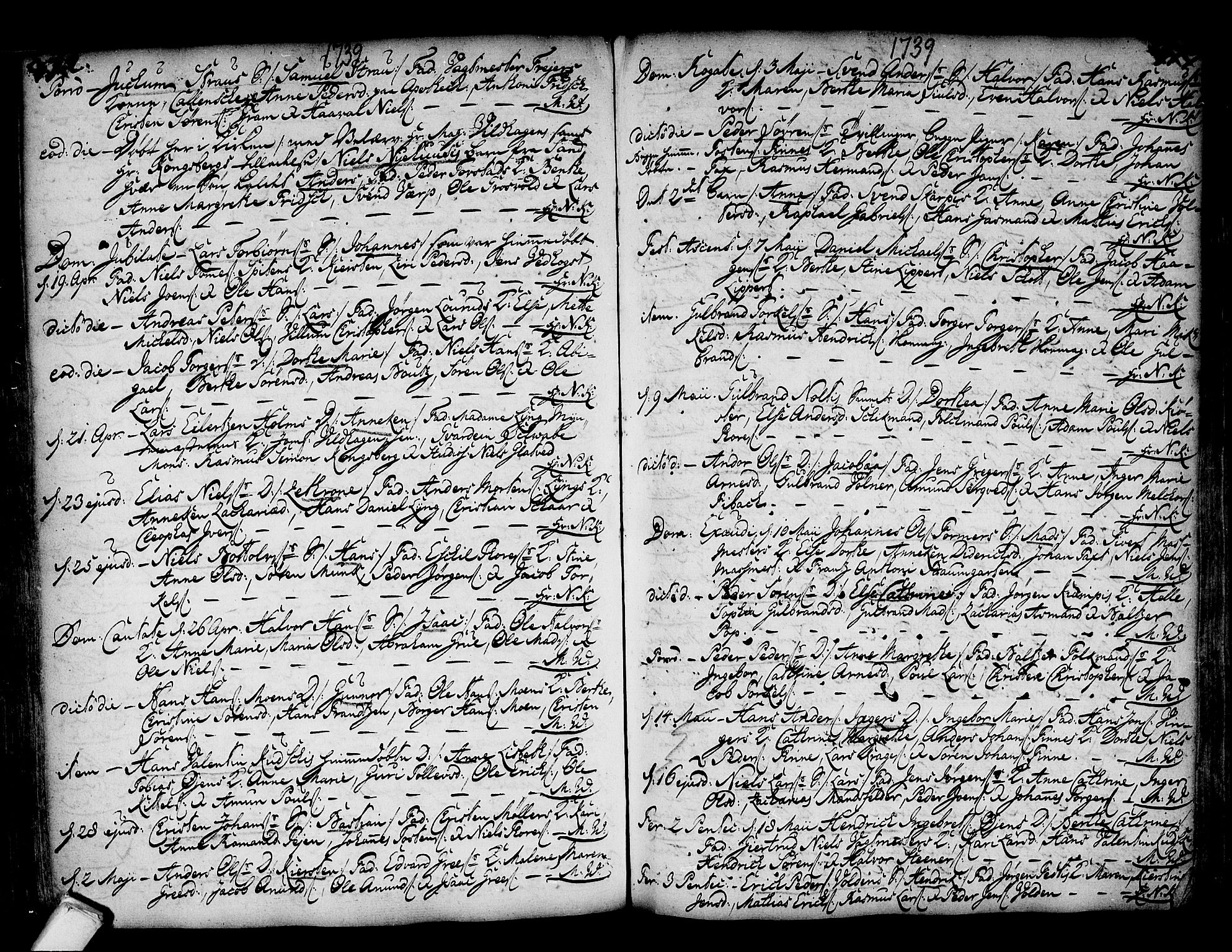 Kongsberg kirkebøker, AV/SAKO-A-22/F/Fa/L0002: Parish register (official) no. I 2, 1721-1743, p. 372-373