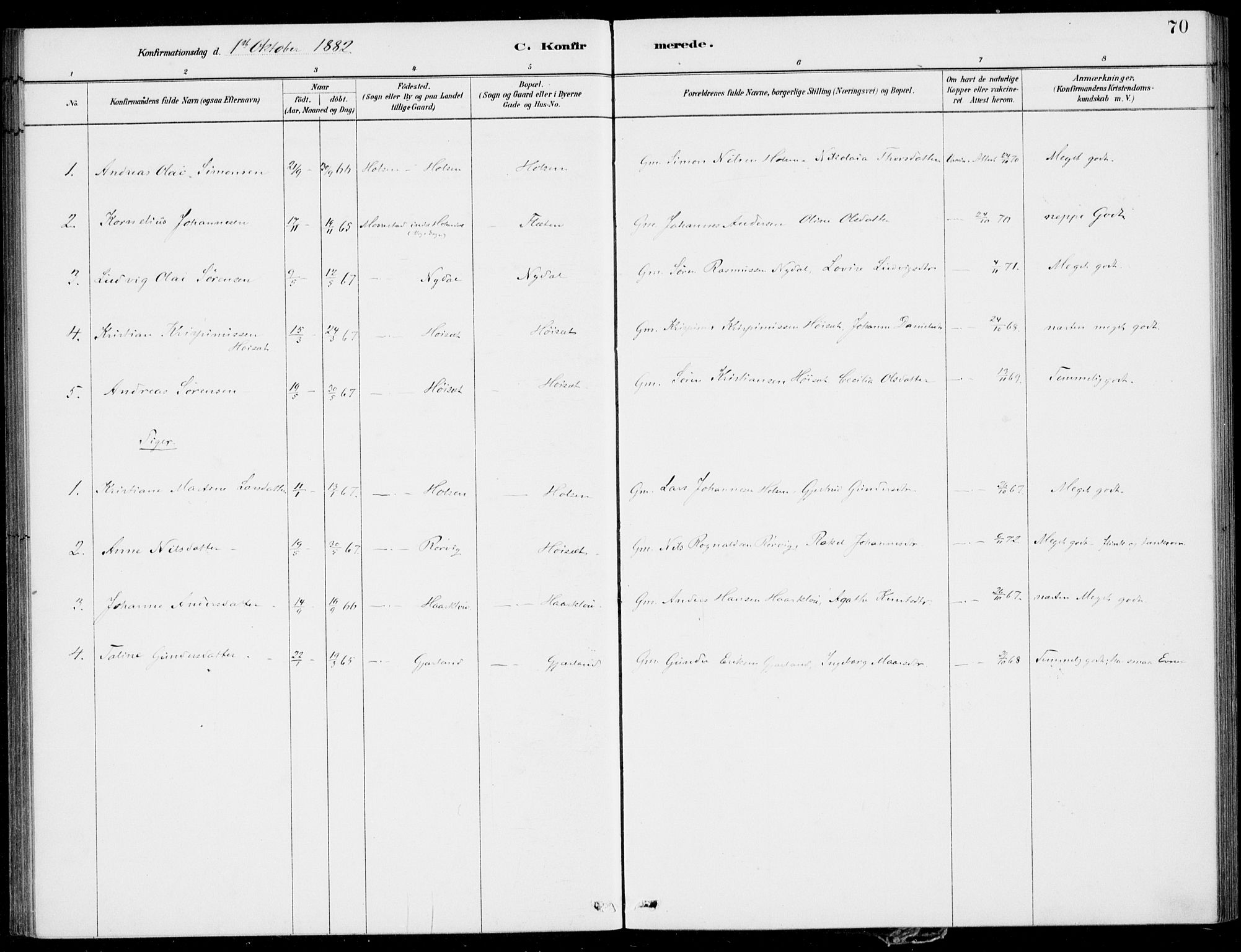 Førde sokneprestembete, SAB/A-79901/H/Haa/Haac/L0001: Parish register (official) no. C  1, 1881-1920, p. 70