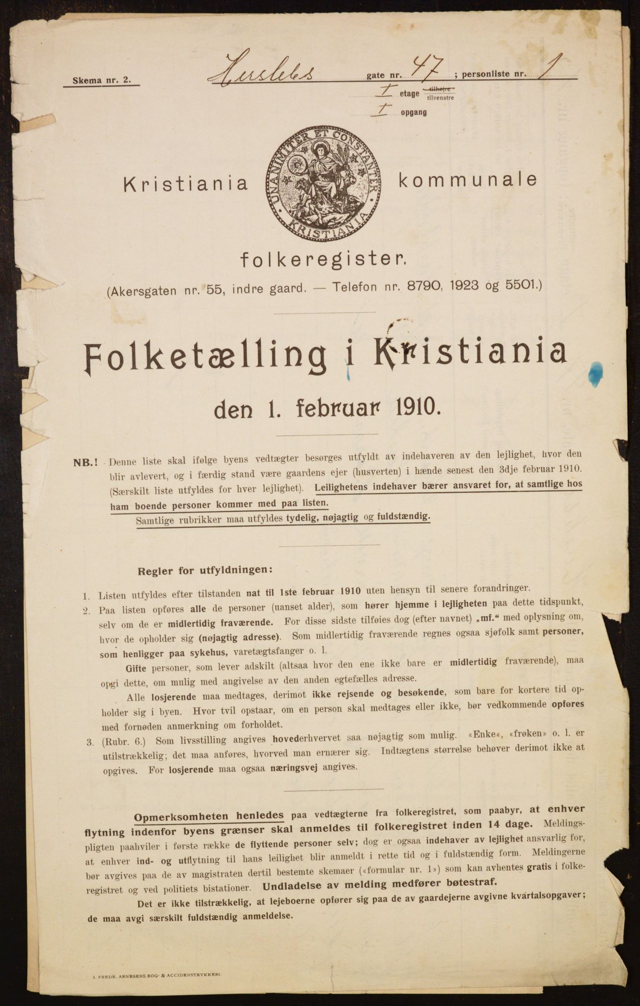 OBA, Municipal Census 1910 for Kristiania, 1910, p. 39100