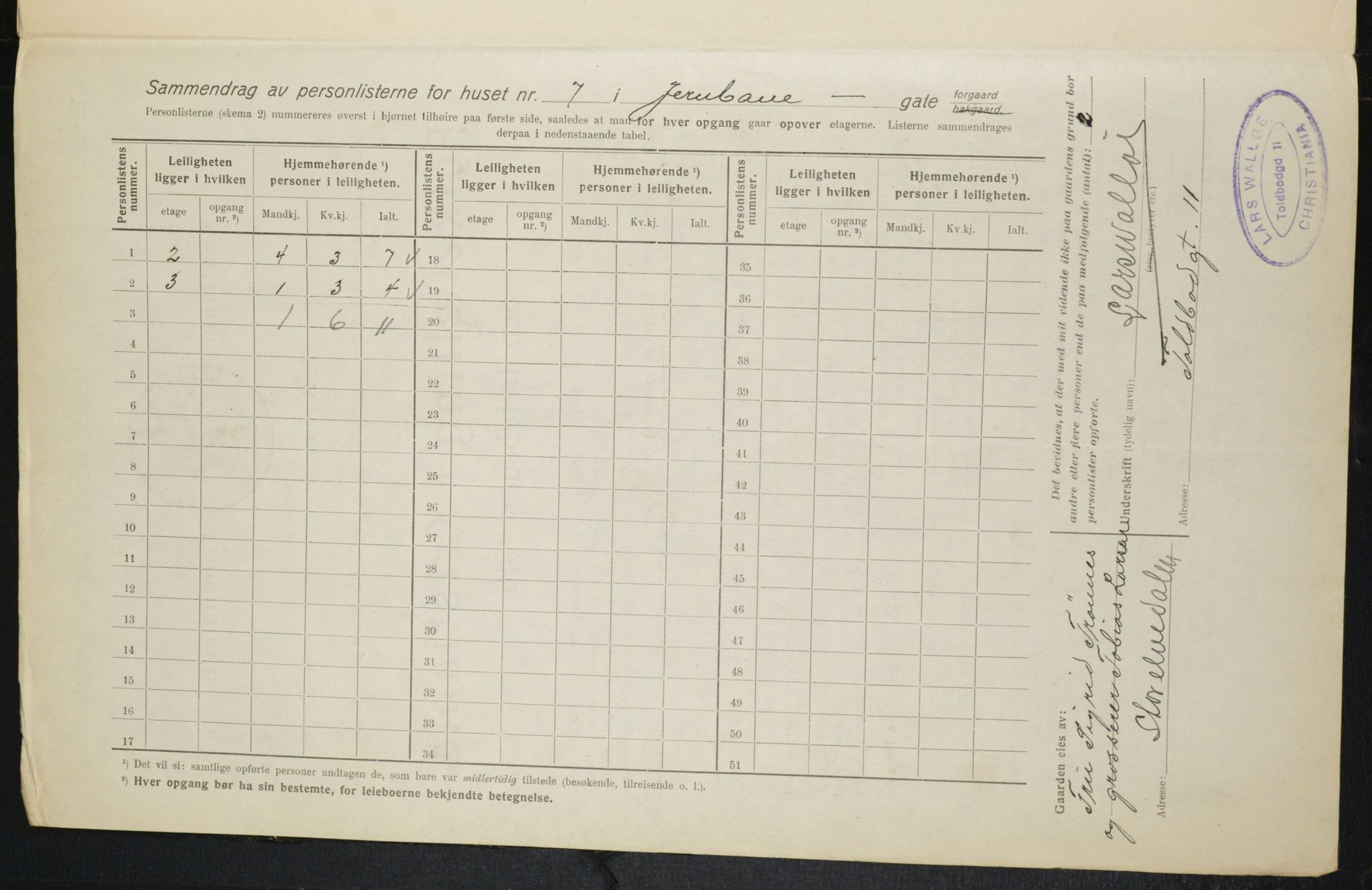 OBA, Municipal Census 1916 for Kristiania, 1916, p. 47893