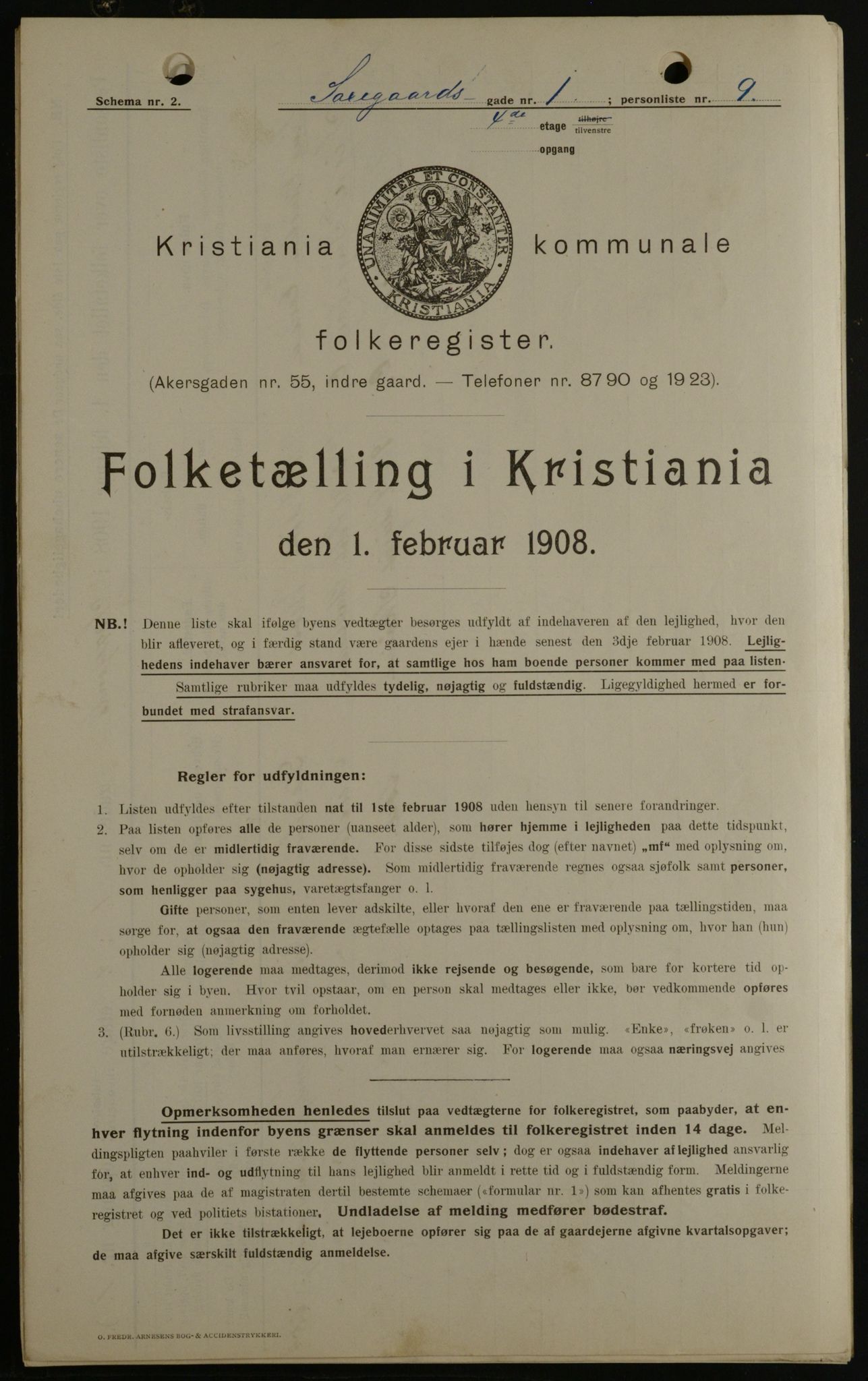 OBA, Municipal Census 1908 for Kristiania, 1908, p. 80462