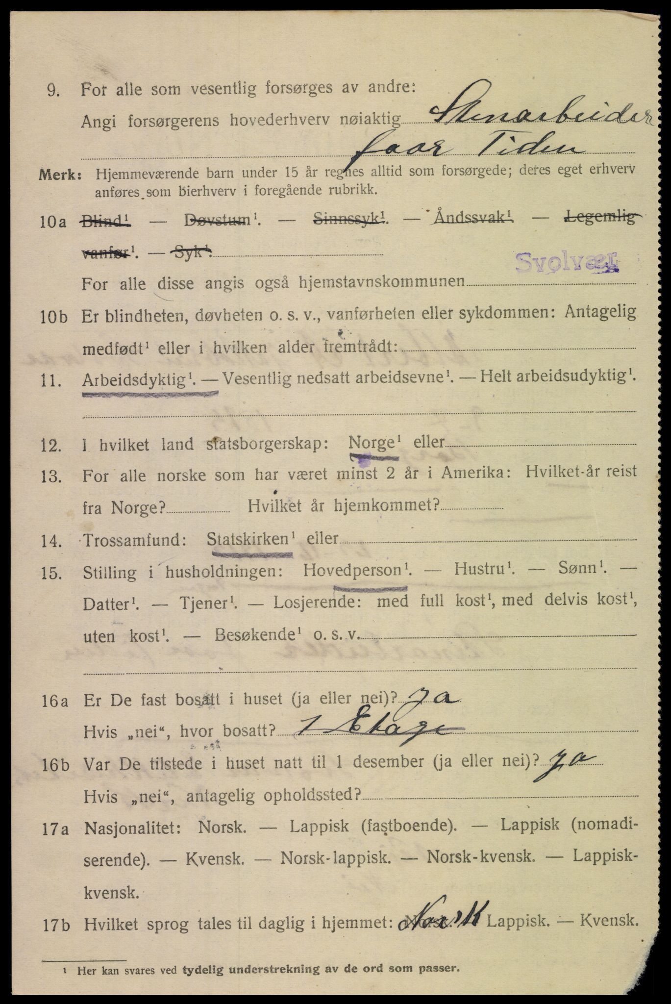 SAT, 1920 census for Svolvær, 1920, p. 4665