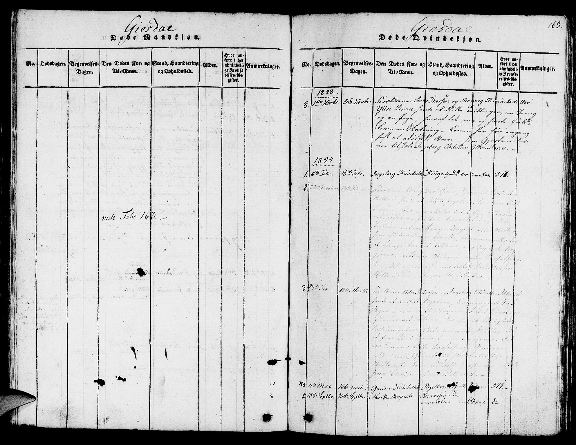 Lye sokneprestkontor, SAST/A-101794/001/30BB/L0001: Parish register (copy) no. B 1 /2, 1816-1826, p. 163