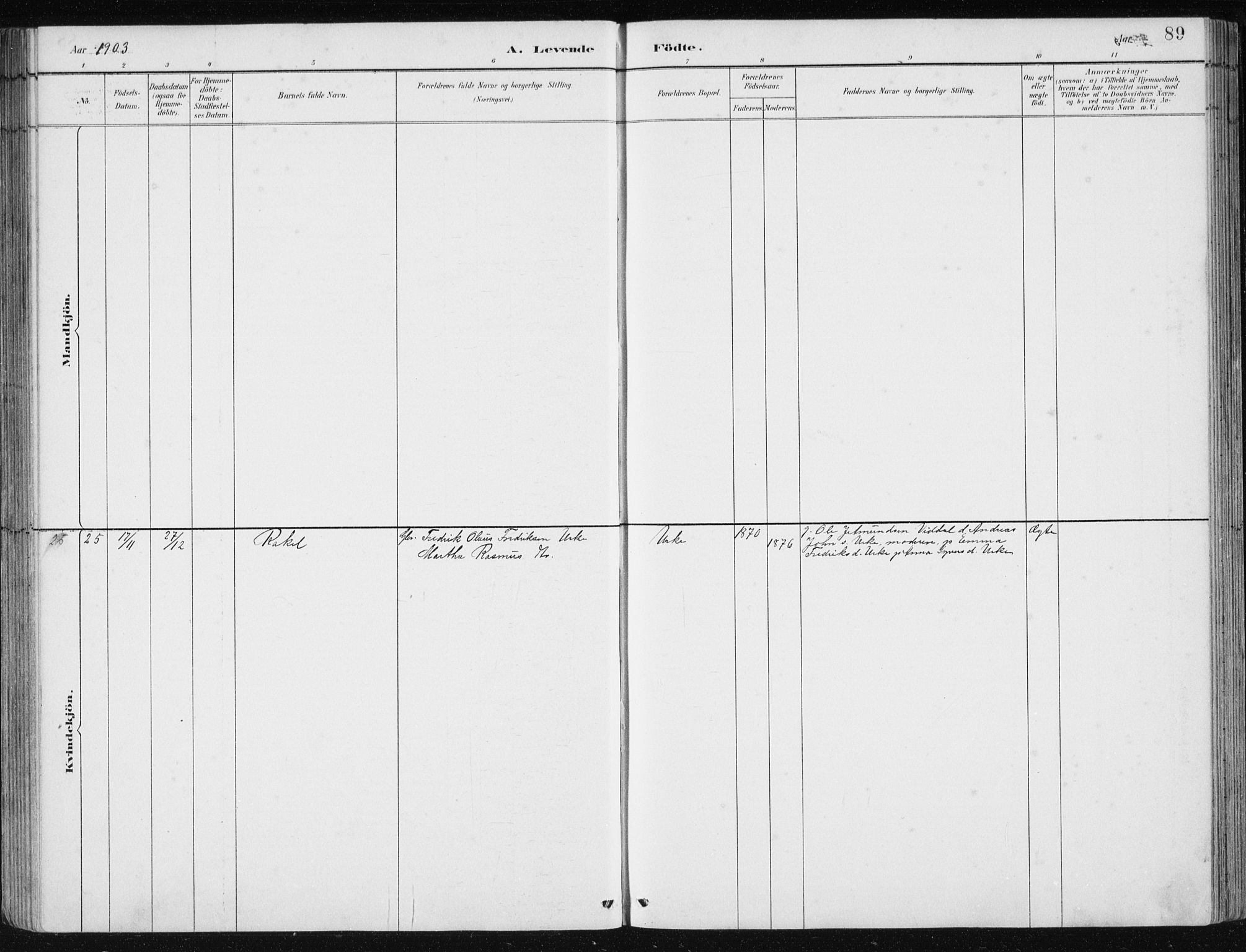 Ministerialprotokoller, klokkerbøker og fødselsregistre - Møre og Romsdal, AV/SAT-A-1454/515/L0215: Parish register (copy) no. 515C02, 1884-1906, p. 89