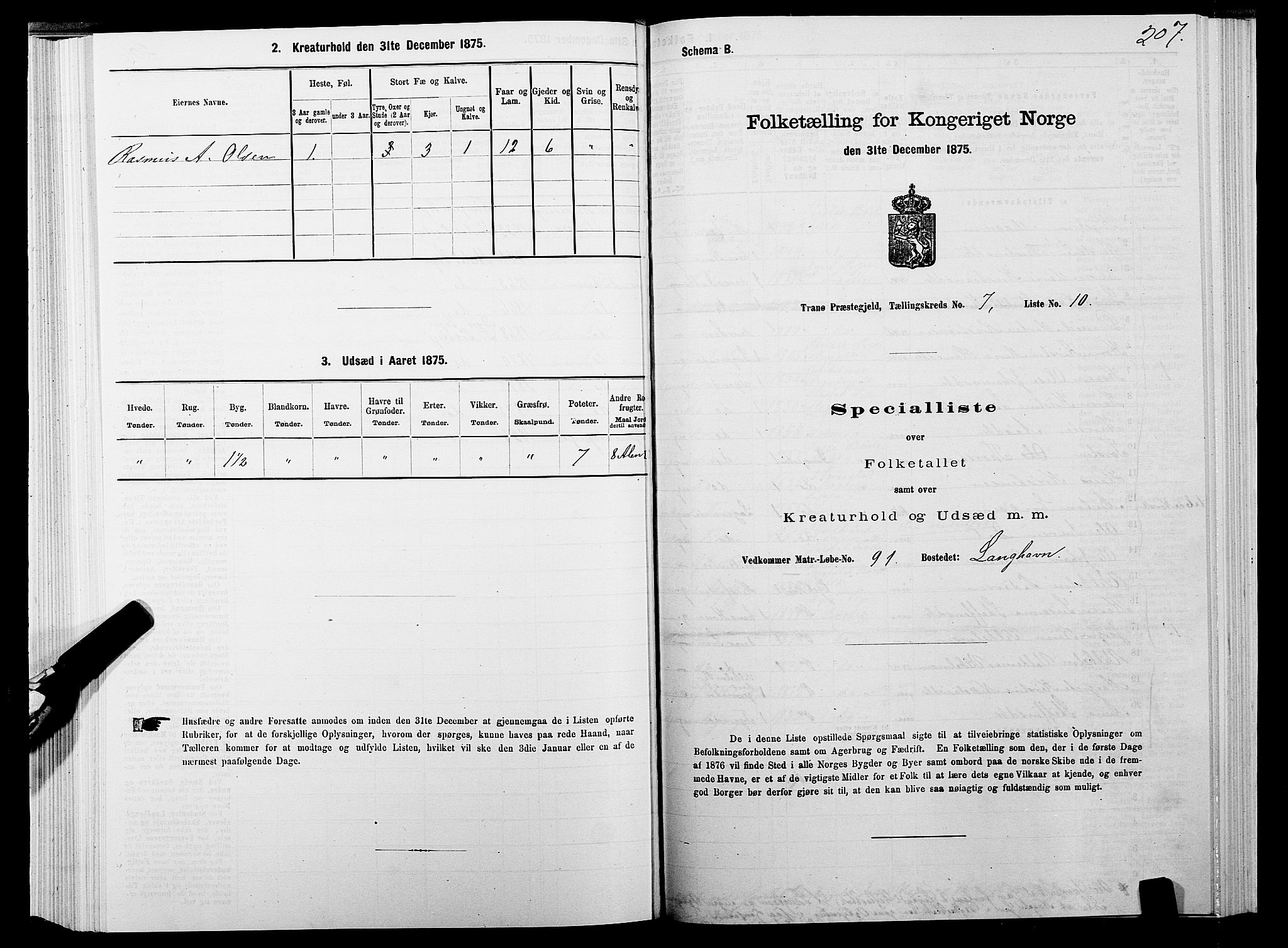 SATØ, 1875 census for 1927P Tranøy, 1875, p. 3207