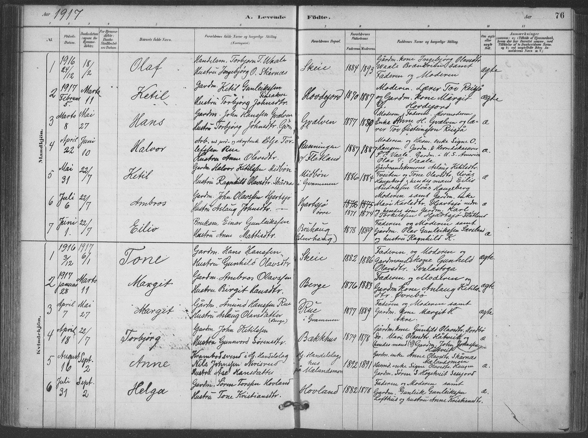 Hjartdal kirkebøker, SAKO/A-270/F/Fa/L0010: Parish register (official) no. I 10, 1880-1929, p. 76