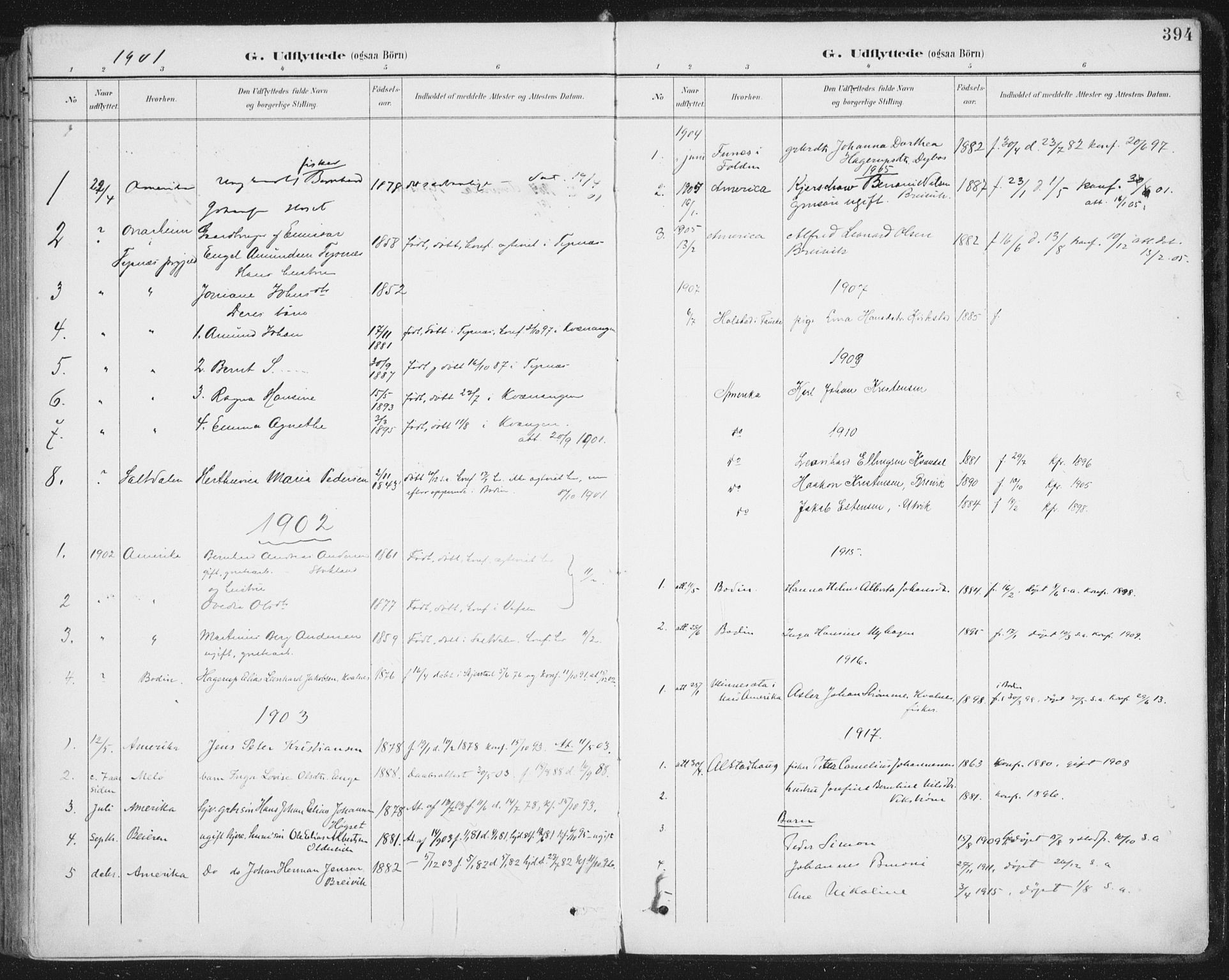 Ministerialprotokoller, klokkerbøker og fødselsregistre - Nordland, SAT/A-1459/852/L0741: Parish register (official) no. 852A11, 1894-1917, p. 394
