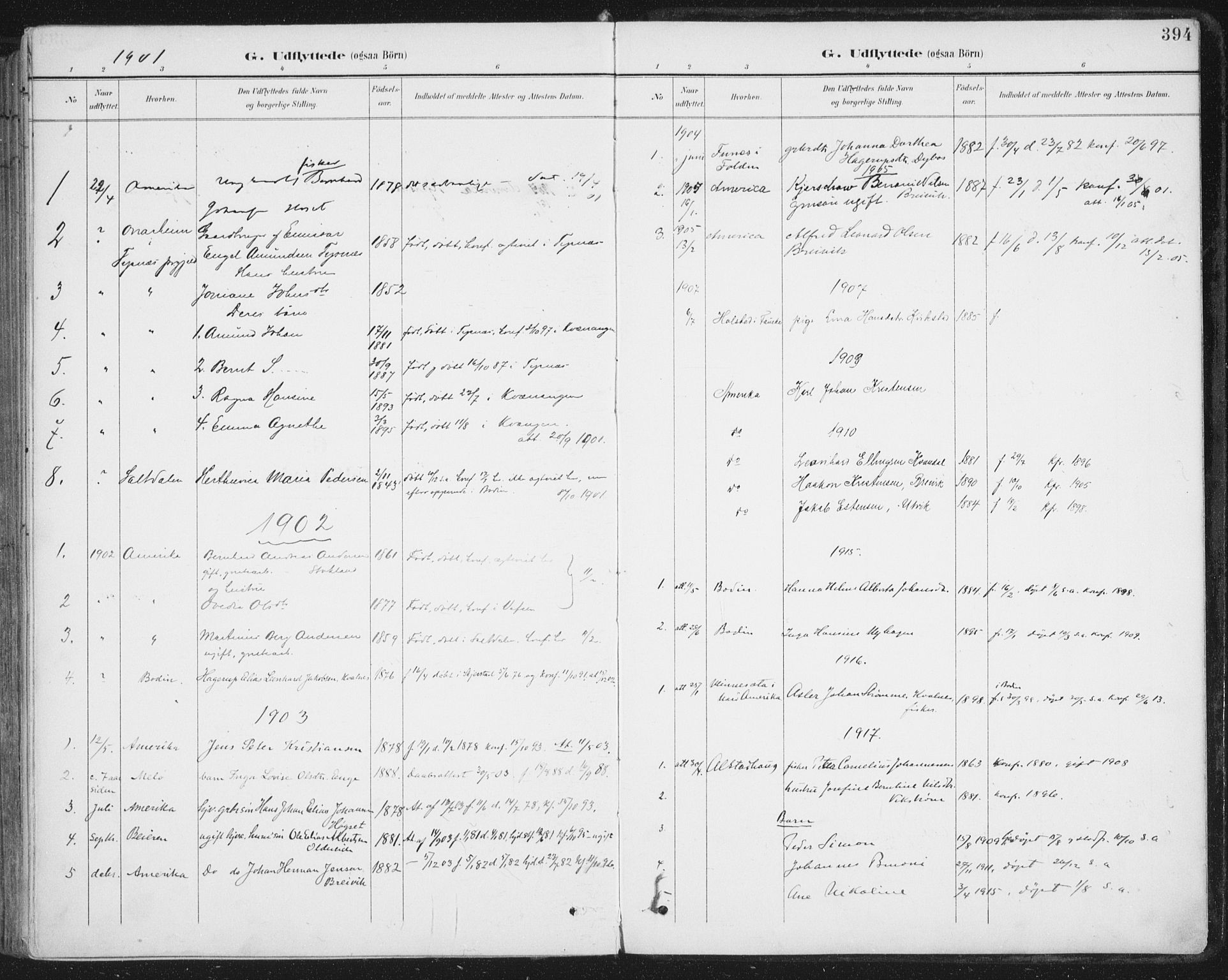 Ministerialprotokoller, klokkerbøker og fødselsregistre - Nordland, AV/SAT-A-1459/852/L0741: Parish register (official) no. 852A11, 1894-1917, p. 394