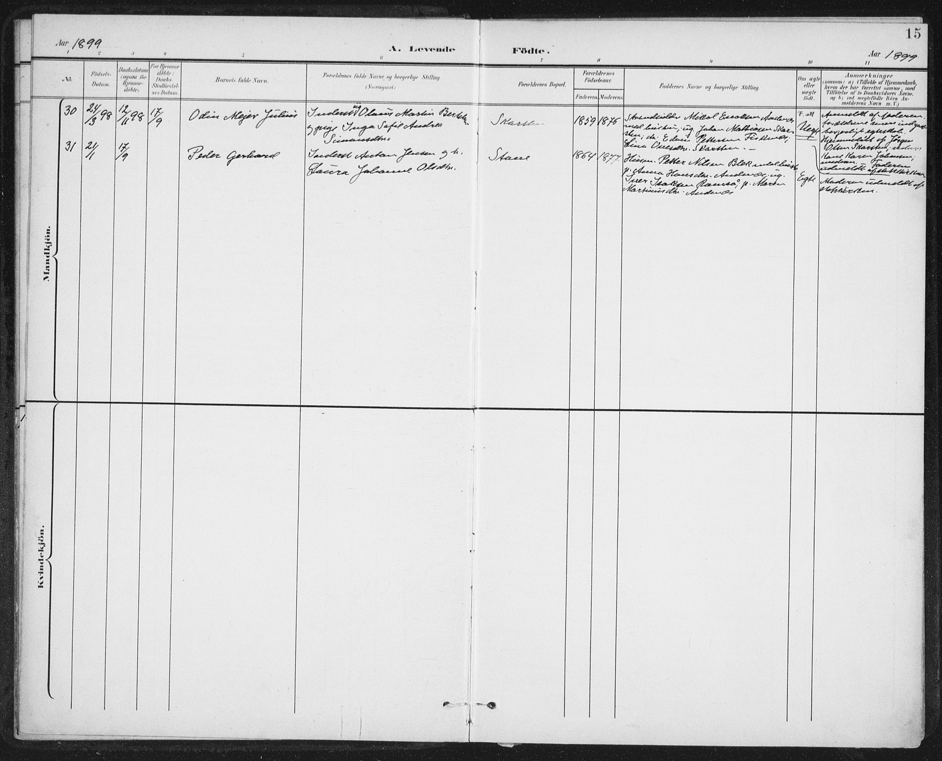 Ministerialprotokoller, klokkerbøker og fødselsregistre - Nordland, AV/SAT-A-1459/899/L1437: Parish register (official) no. 899A05, 1897-1908, p. 15