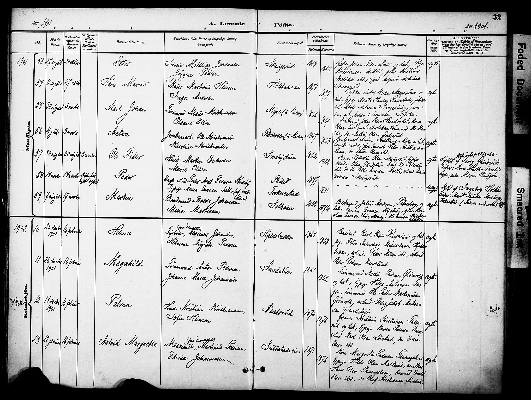 Østre Toten prestekontor, AV/SAH-PREST-104/H/Ha/Haa/L0009: Parish register (official) no. 9, 1897-1913, p. 32