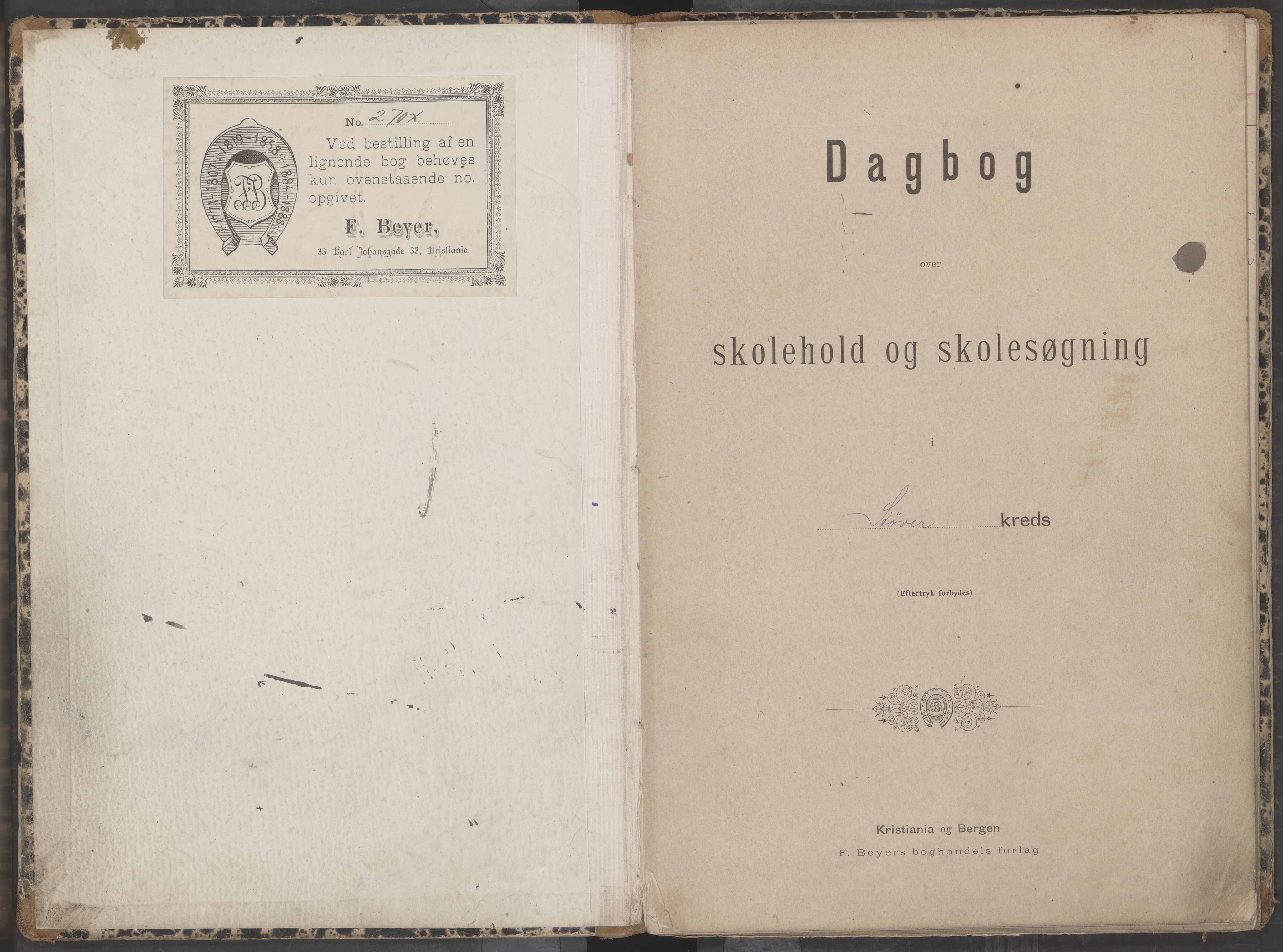 Bodin kommune. Støver skolekrets, AIN/K-18431.510.07/F/Fa/L0001: Dagbok for skolehold og skolesøkning, 1892-1905