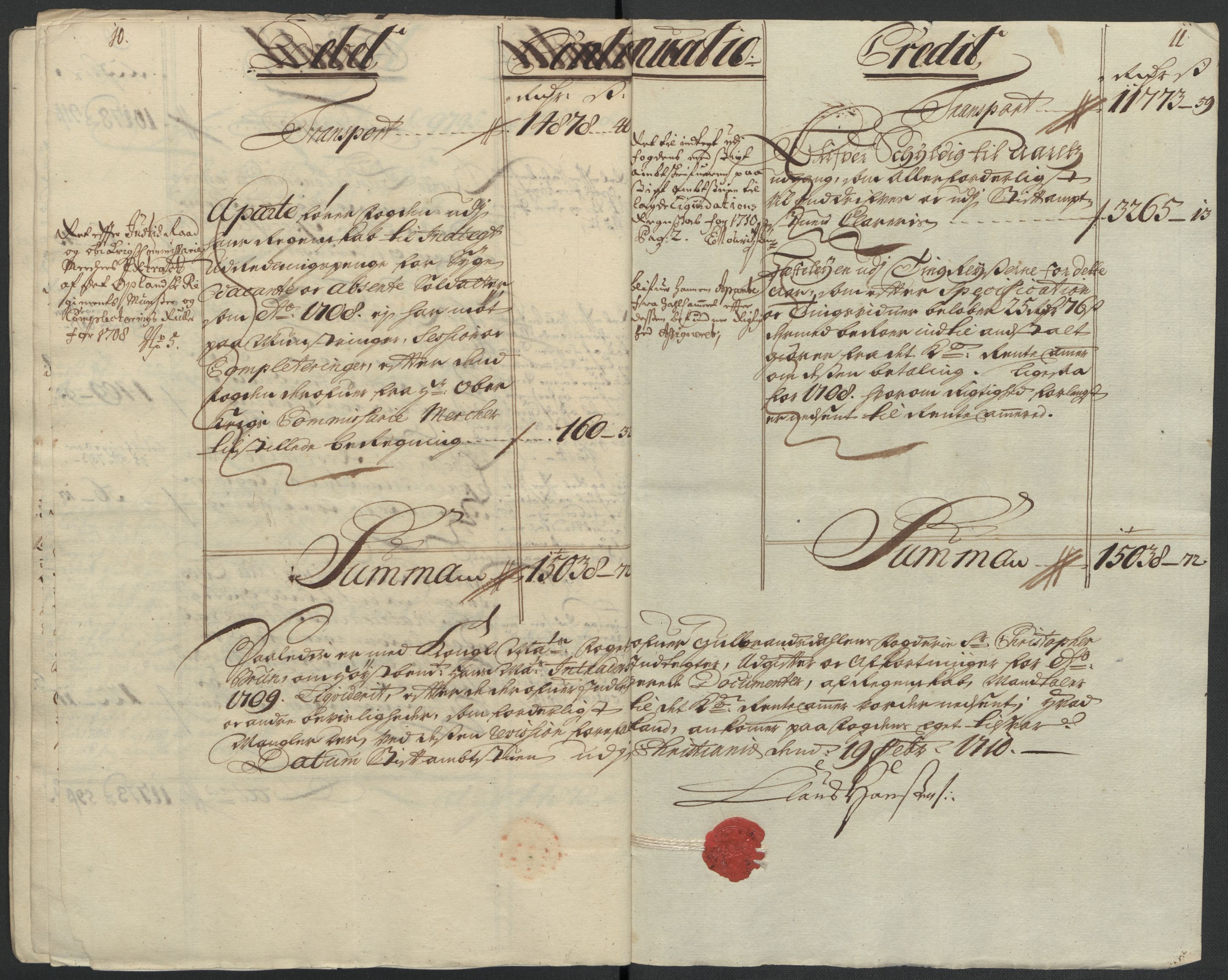 Rentekammeret inntil 1814, Reviderte regnskaper, Fogderegnskap, AV/RA-EA-4092/R17/L1179: Fogderegnskap Gudbrandsdal, 1708-1710, p. 177