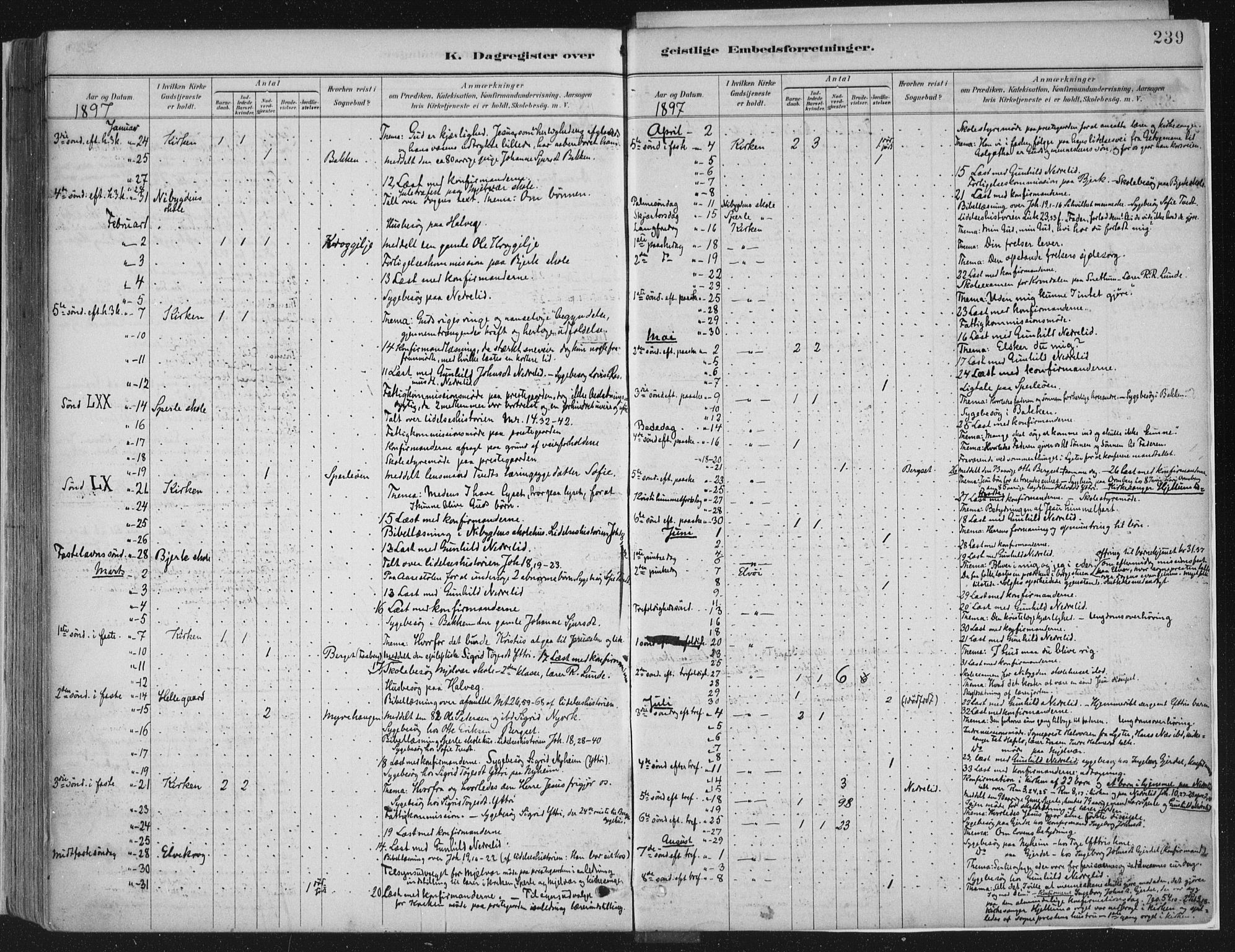 Jostedal sokneprestembete, SAB/A-80601/H/Haa/Haab/L0001: Parish register (official) no. B 1, 1887-1914, p. 239