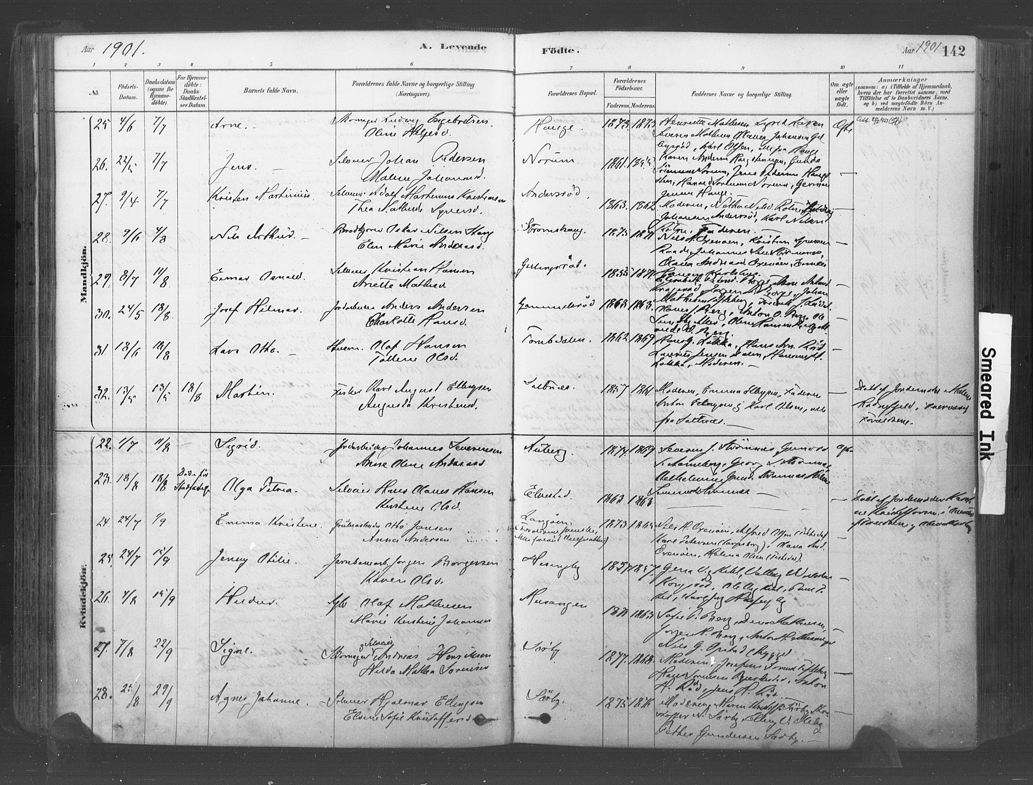 Råde prestekontor kirkebøker, AV/SAO-A-2009/F/Fa/L0007: Parish register (official) no. 7, 1878-1902, p. 142