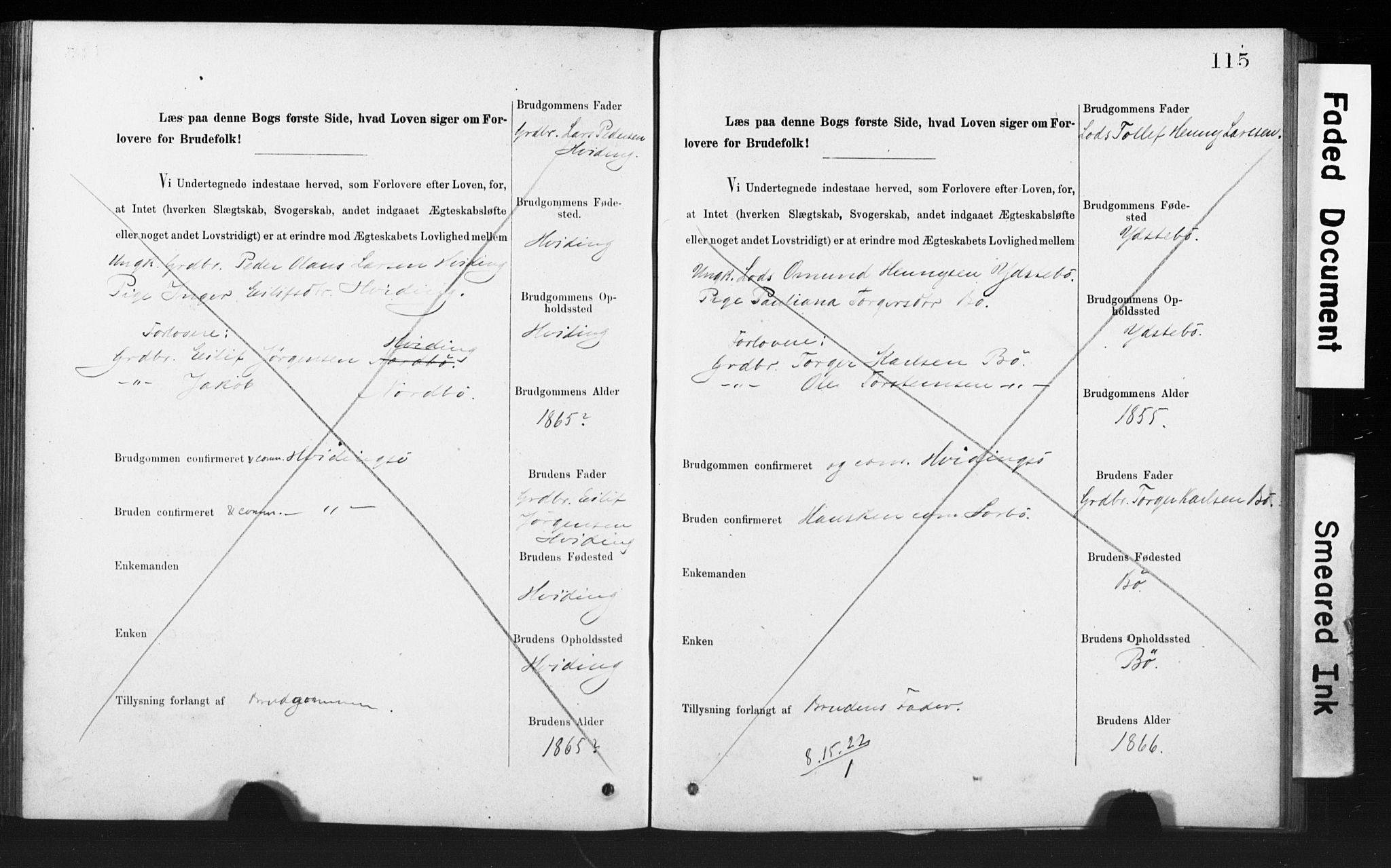 Rennesøy sokneprestkontor, SAST/A -101827/I/Ie/L0001: Banns register no. 1, 1873-1898, p. 115