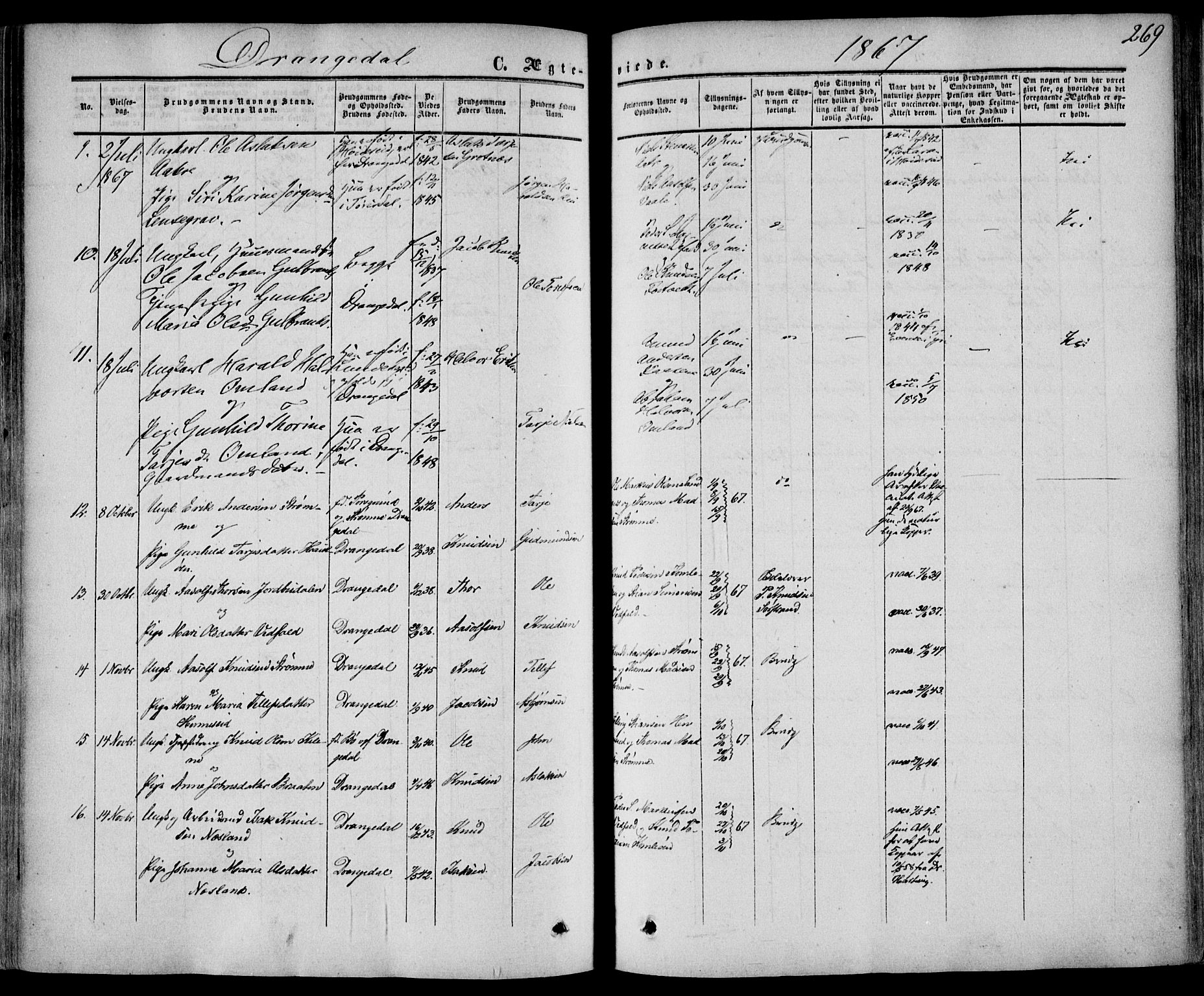 Drangedal kirkebøker, SAKO/A-258/F/Fa/L0008: Parish register (official) no. 8, 1857-1871, p. 269