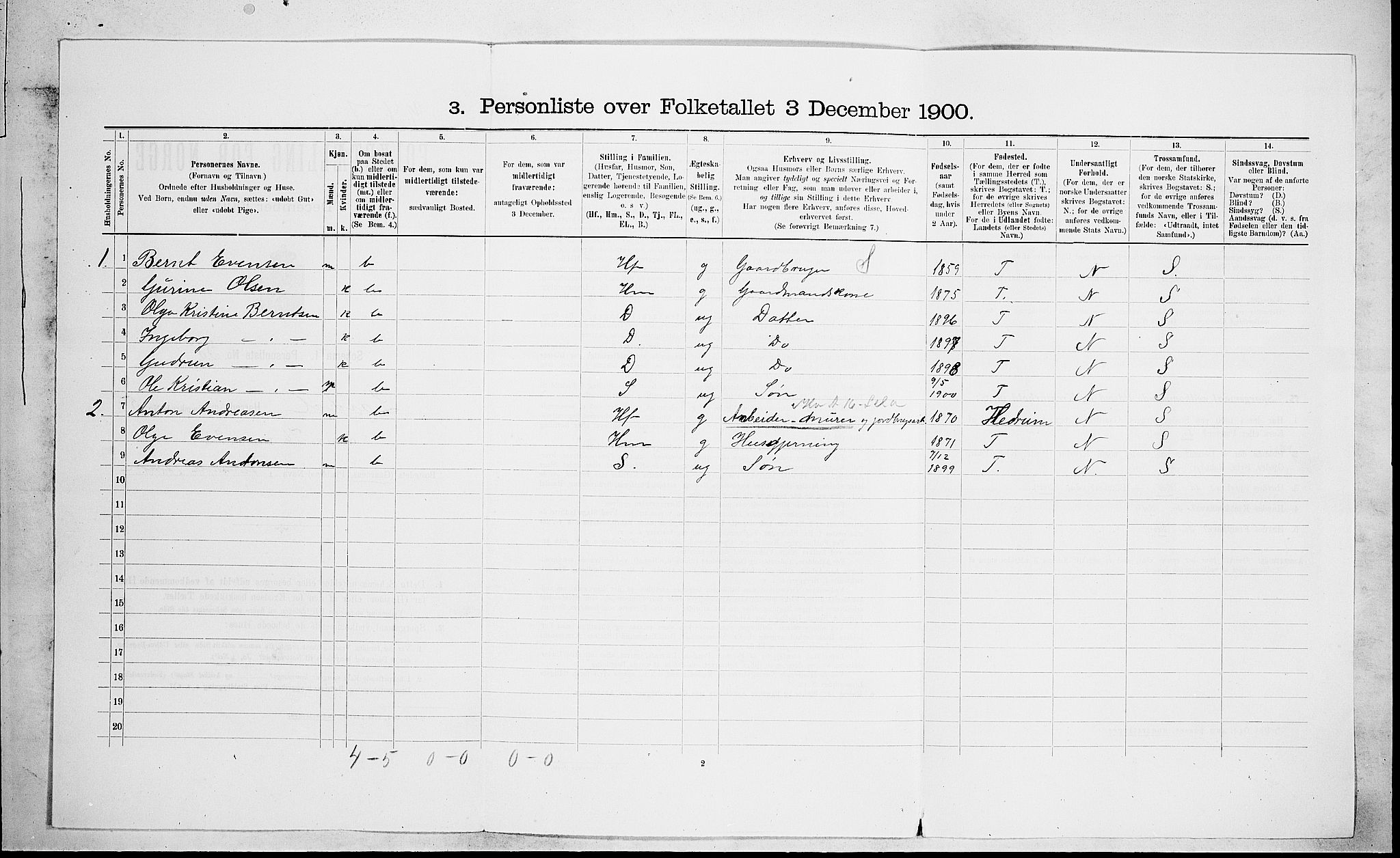 RA, 1900 census for Lardal, 1900, p. 719