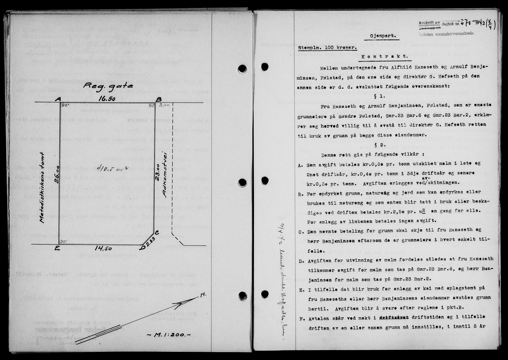 Lofoten sorenskriveri, SAT/A-0017/1/2/2C/L0009a: Mortgage book no. 9a, 1941-1942, Diary no: : 570/1942