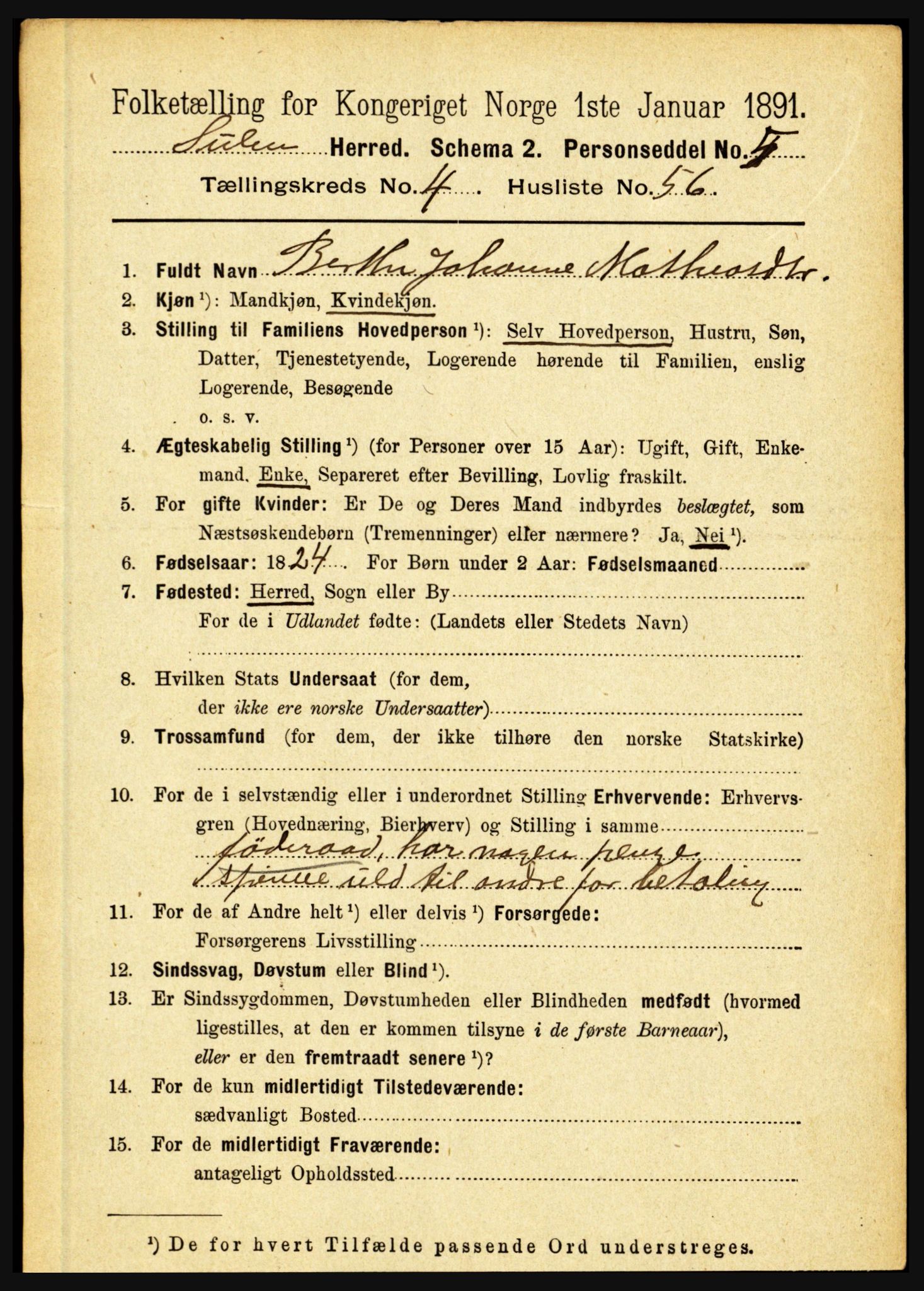 RA, 1891 census for 1412 Solund, 1891, p. 1932