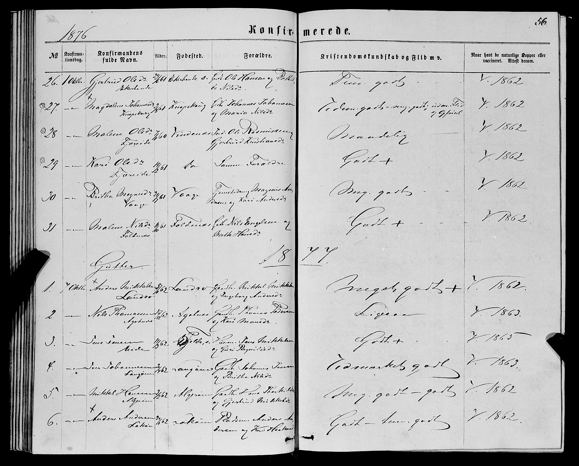 Fjell sokneprestembete, SAB/A-75301/H/Haa: Parish register (official) no. A 5, 1864-1877, p. 56