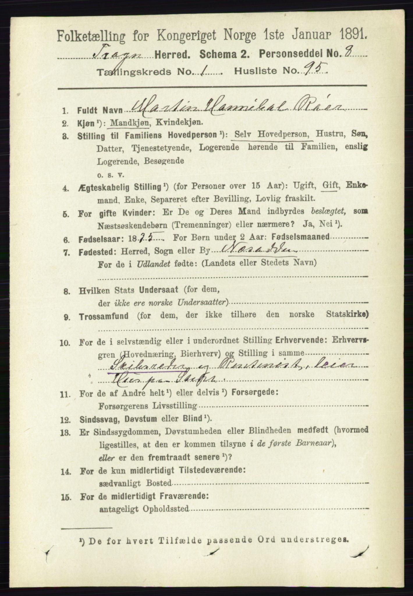 RA, 1891 census for 0215 Frogn, 1891, p. 1014