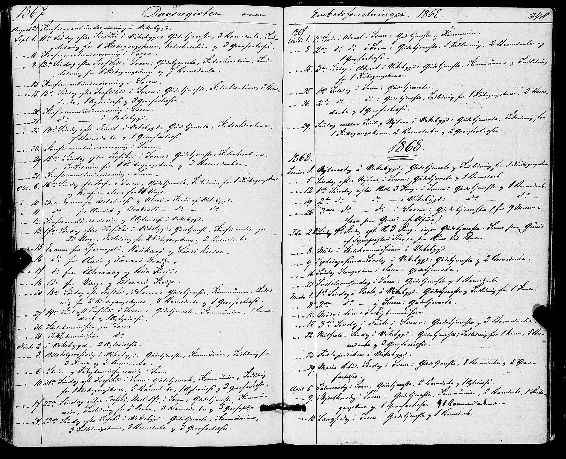 Sveio Sokneprestembete, AV/SAB-A-78501/H/Haa: Parish register (official) no. A 1, 1861-1877, p. 348