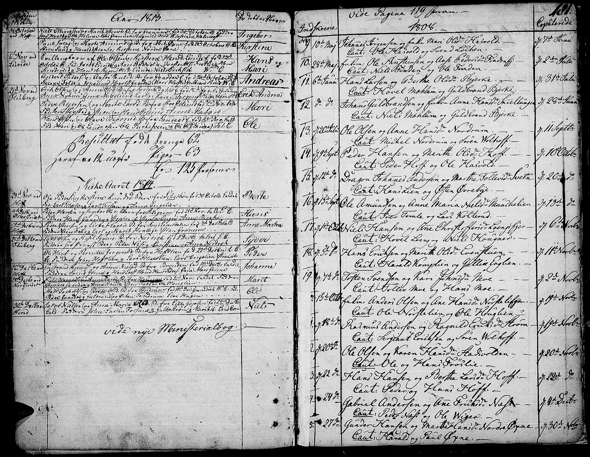 Land prestekontor, SAH/PREST-120/H/Ha/Haa/L0006: Parish register (official) no. 6, 1784-1813, p. 181